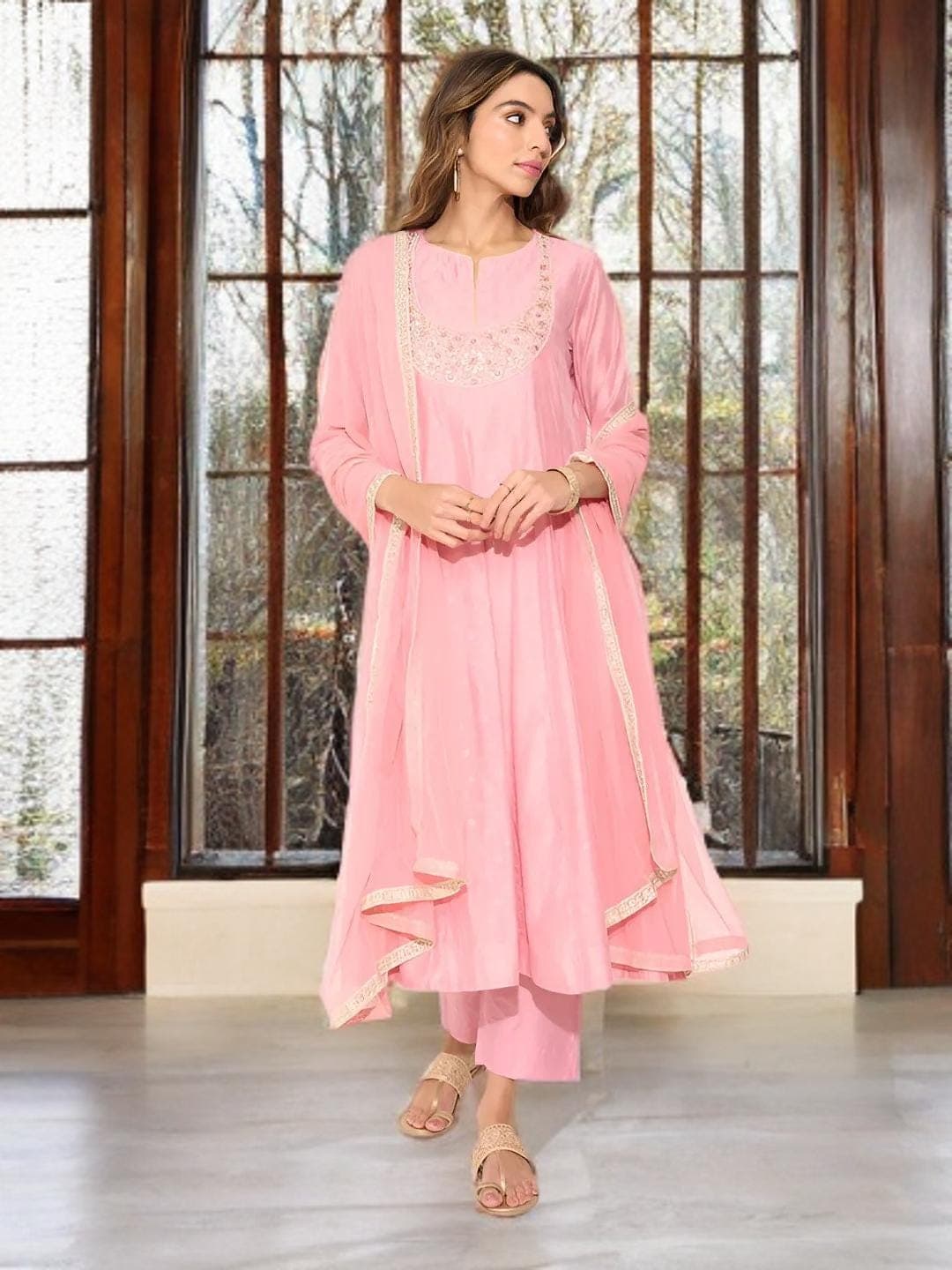 Pink Embroidered Suit Indian Wedding Outfit - image 5