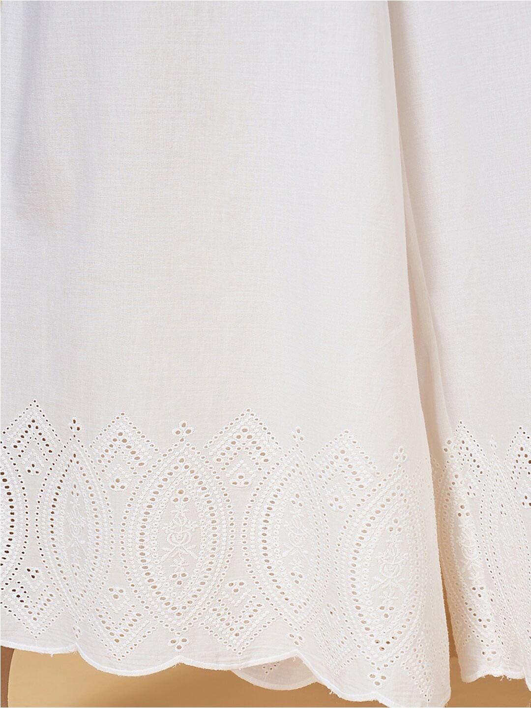 White Palazzos Indian Ethnic Floral Hem - image 3