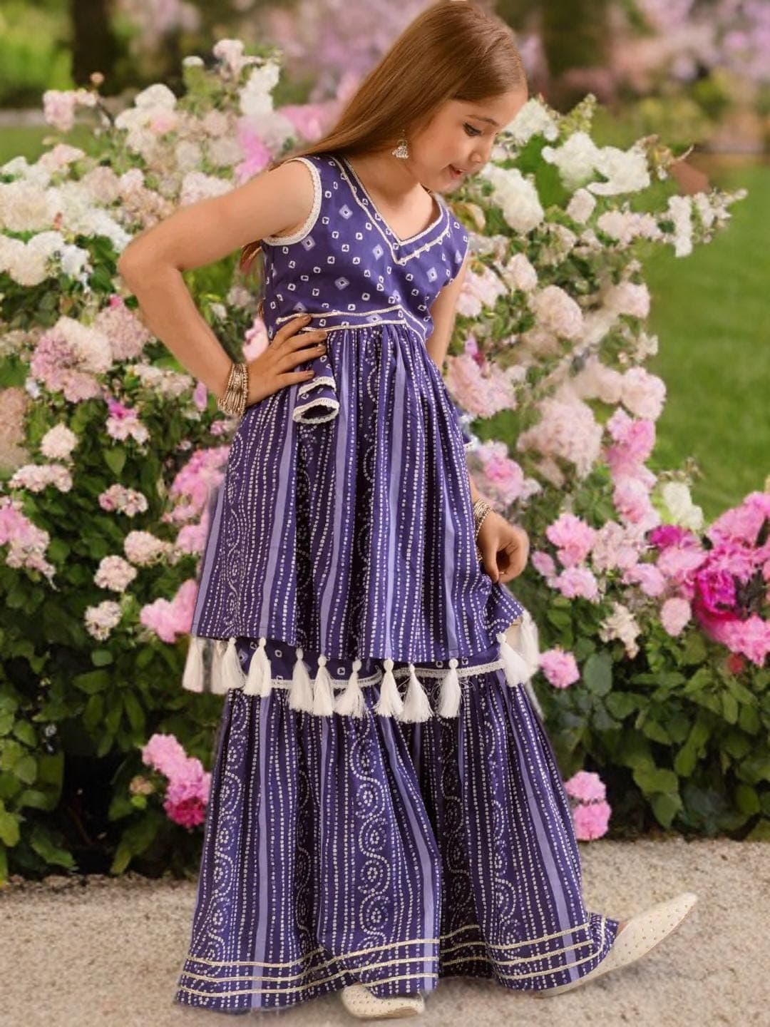 Girls Anarkali Set | Blue Ethnic Sharara for Weddings - image 3