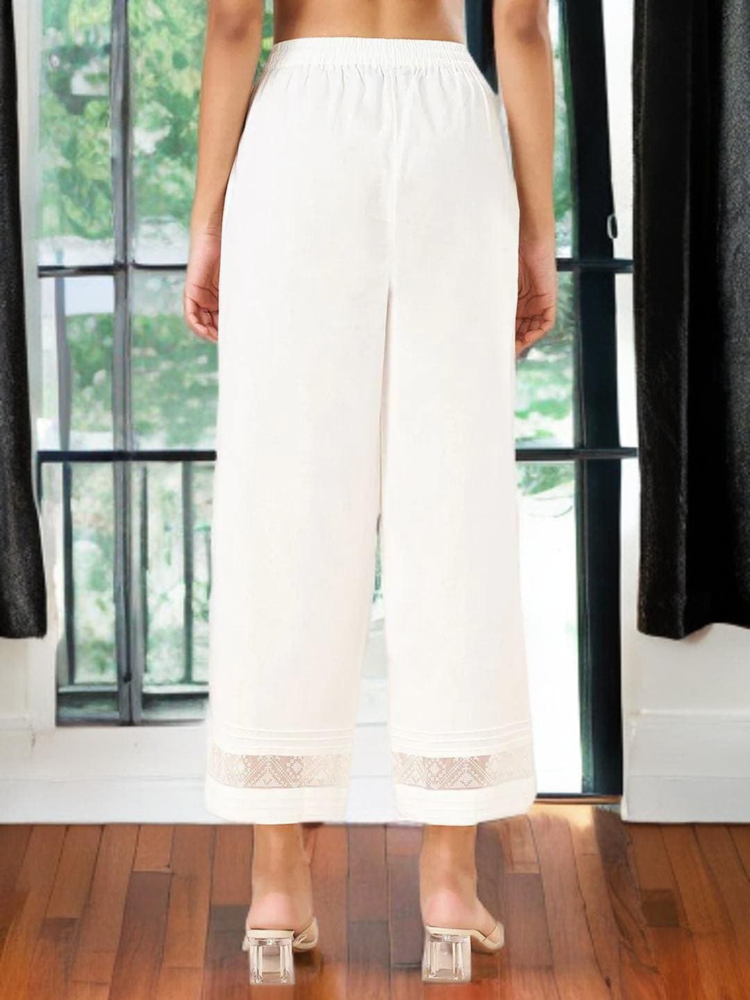 Cream Cotton Harem Pants: Boho Aladdin Trousers, Elastic Waist - image 3