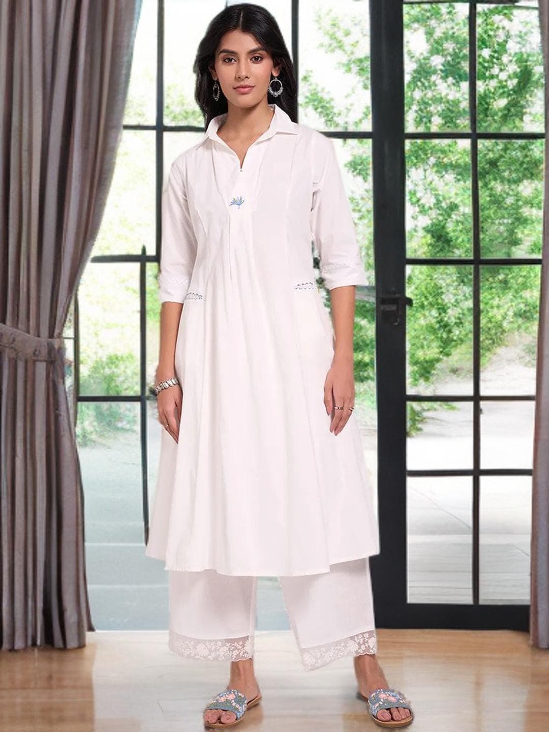 Cream Kurta Cotton Indian Traditional Wear - image 4
