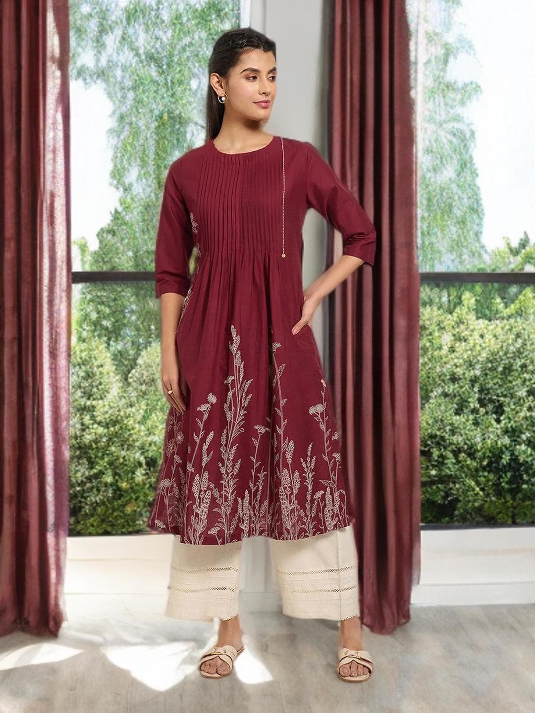 Red Kurta Indian Festival Traditional Wear