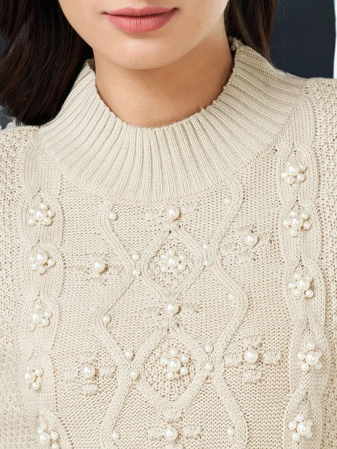 Grey Cable Knit Sweater Womens Winter Pullover - image 4