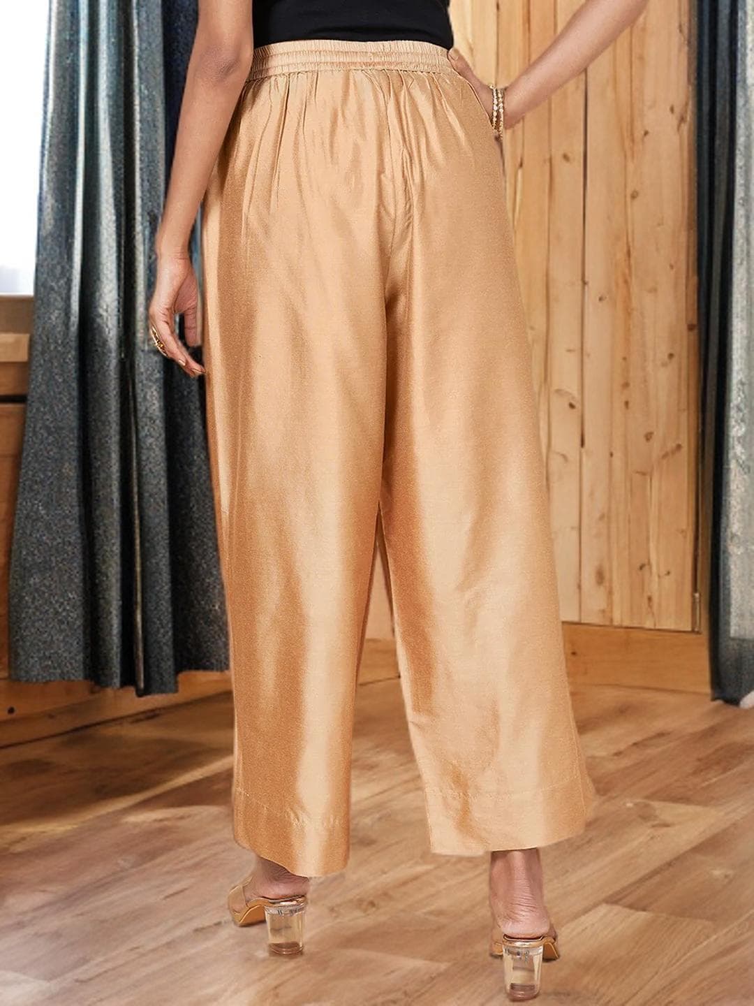 Gold Palazzos Indian Wide Leg Bottoms - image 3