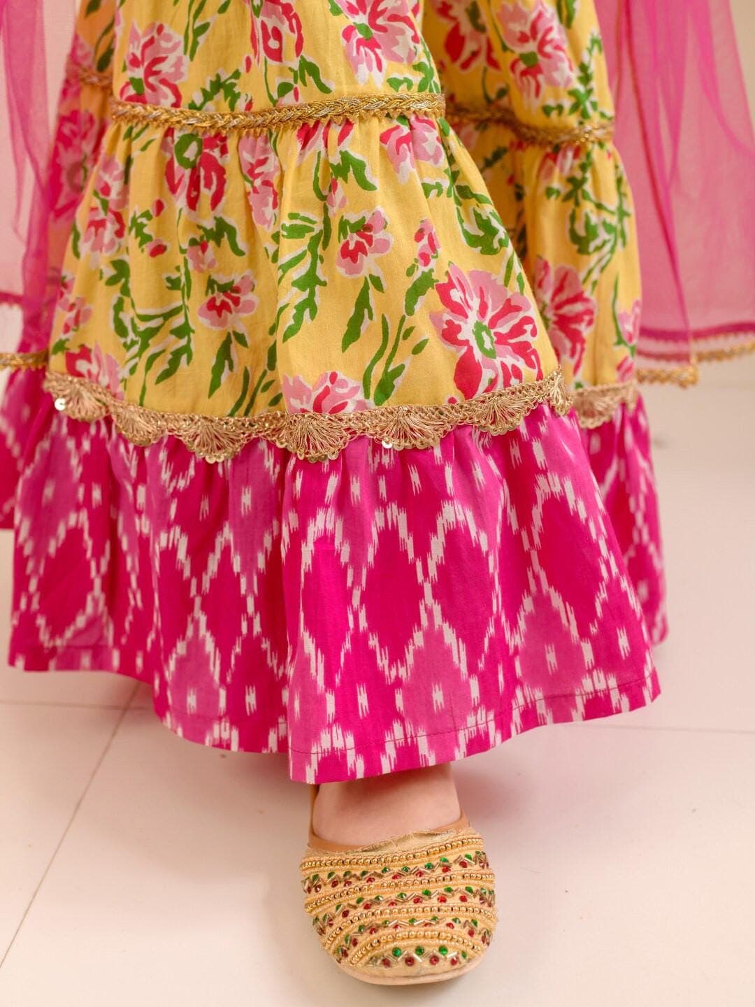 Girls Cotton Sharara Set | Floral Wedding Guest Outfit - image 3