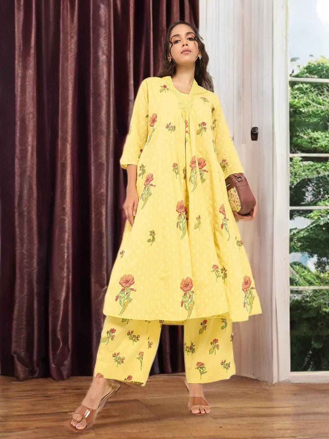 Olive Green Palazzos Indian Ethnic Wide Leg - image 4