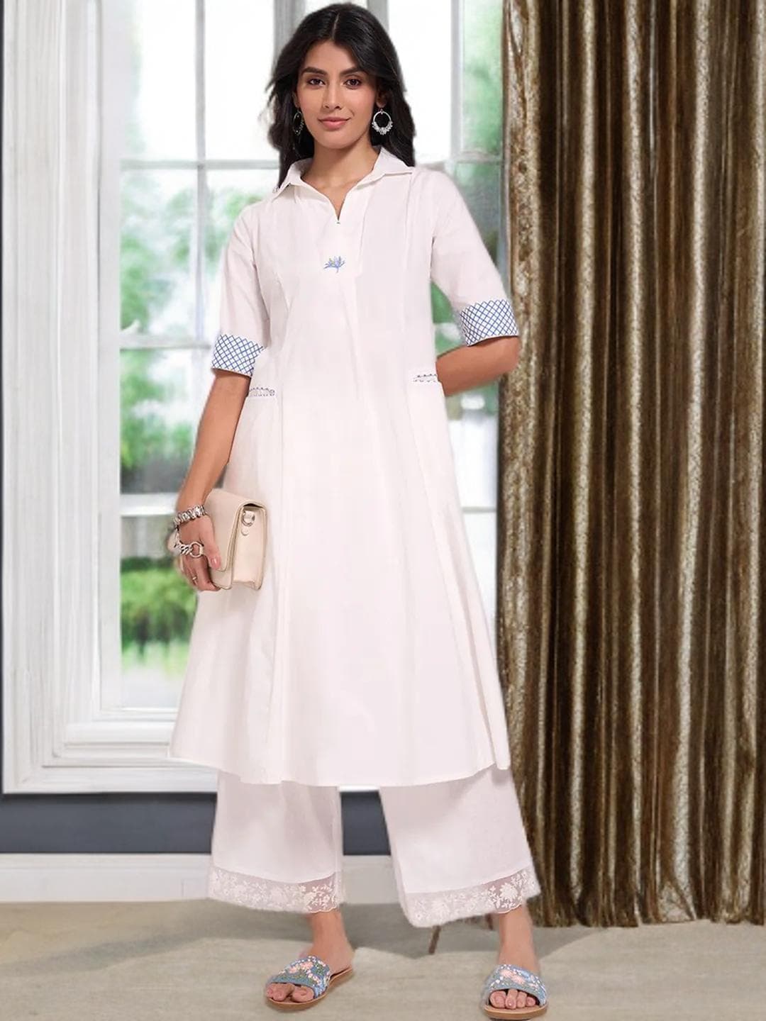 Cream Kurta Cotton Indian Traditional Wear