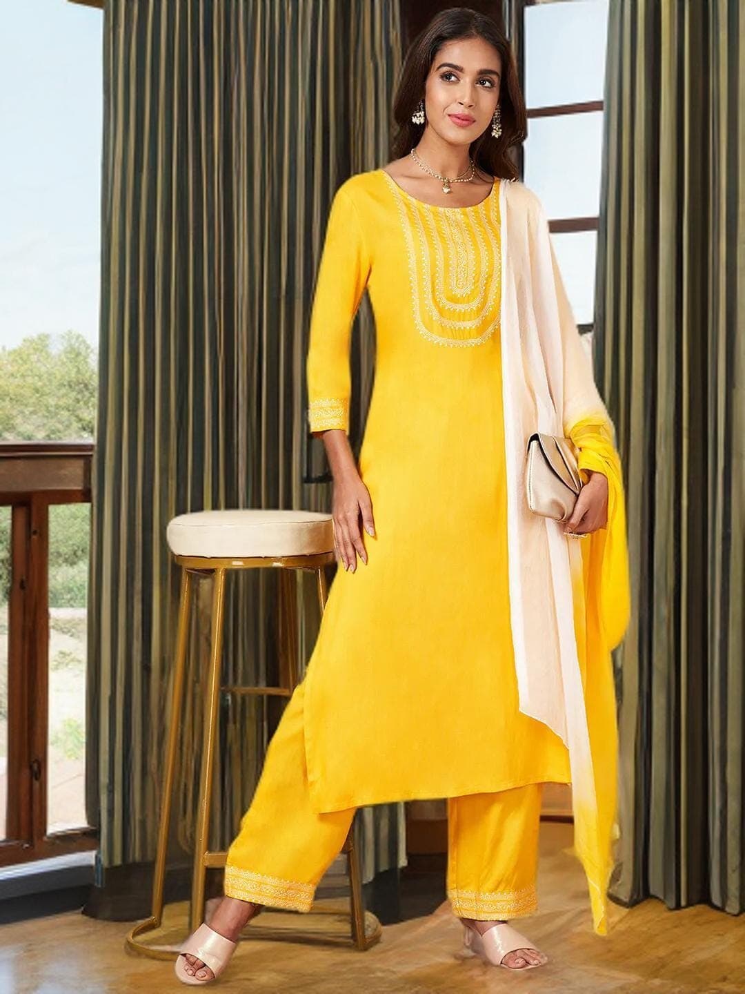 Yellow Kurta Suit Indian Festive Wedding Outfit