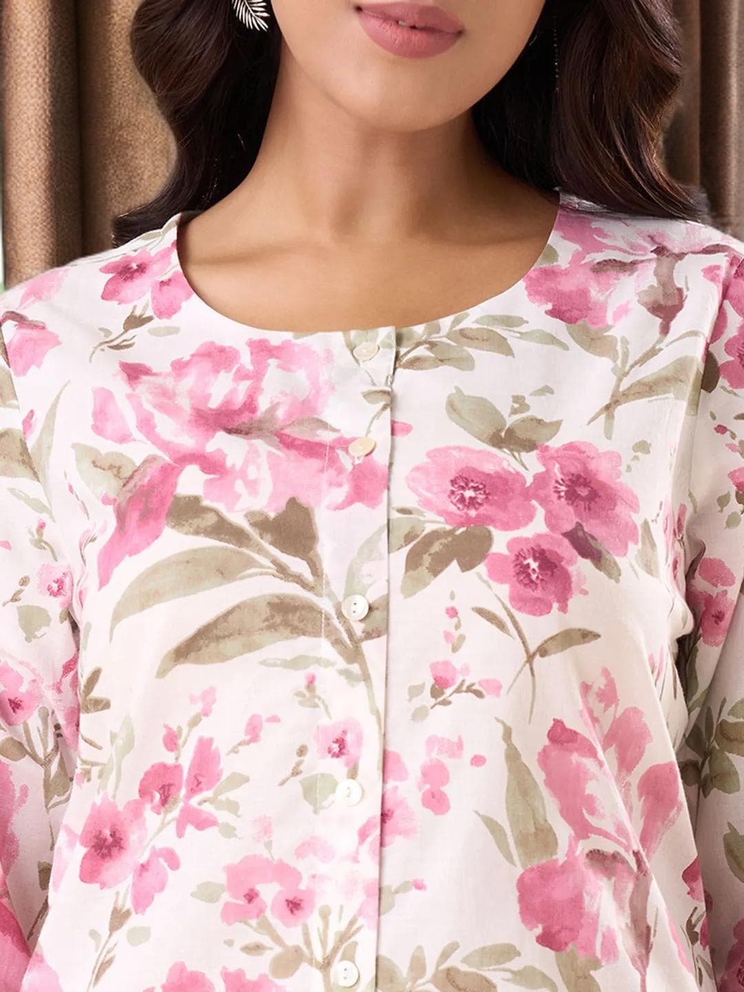 Pink Kurta Set Cotton Palazzos Indian Outfit - image 4