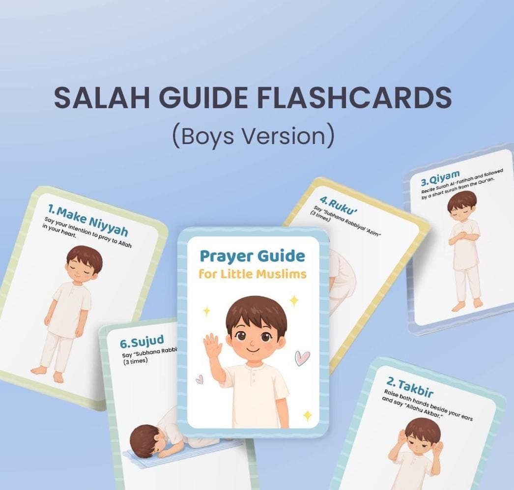 Islamic Prayer Flashcards for Kids. Salah Guide. Printable Educational. Boys Version.
