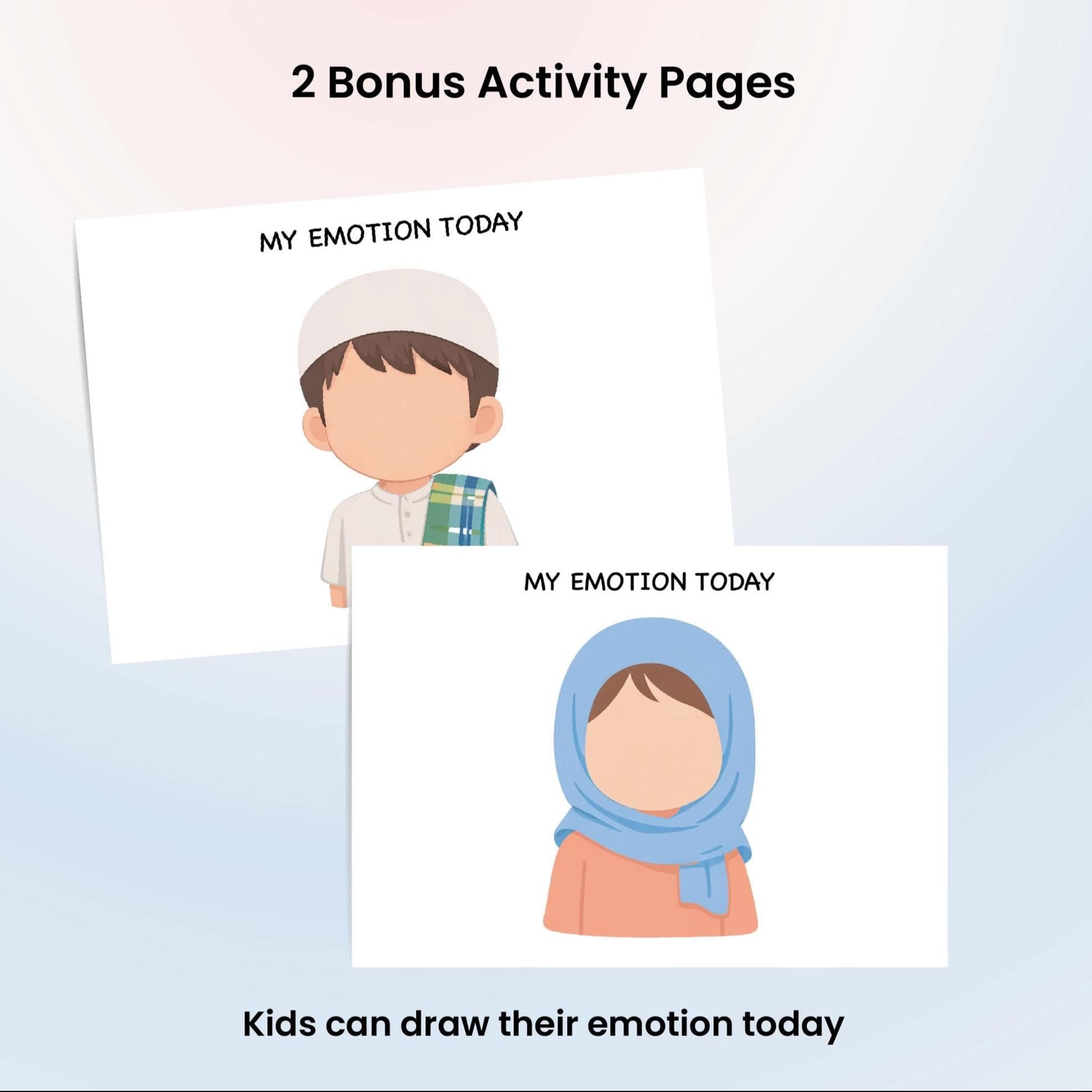 Emotion Flashcards for Kids β Muslim Friendly Illustration | 12 Feelings + My Emotion Pages - image 4