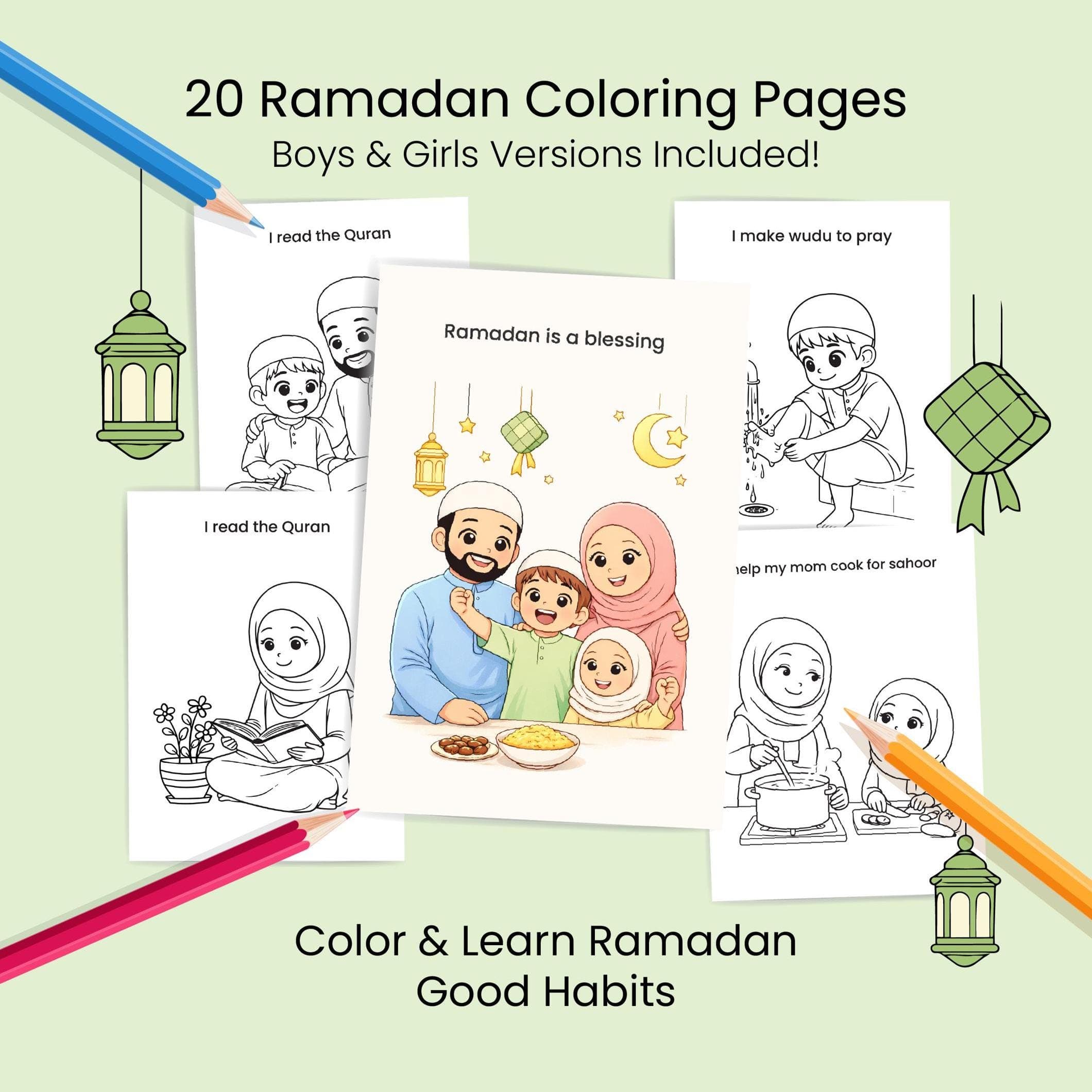 Ramadan Coloring Pages for Kids – Islamic Activity Book (Printable PDF)
