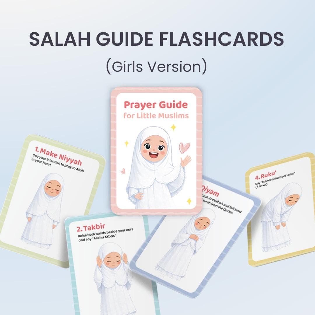Salah Guide Flashcards for Kids (Girls Version) - Islamic Printable PDF