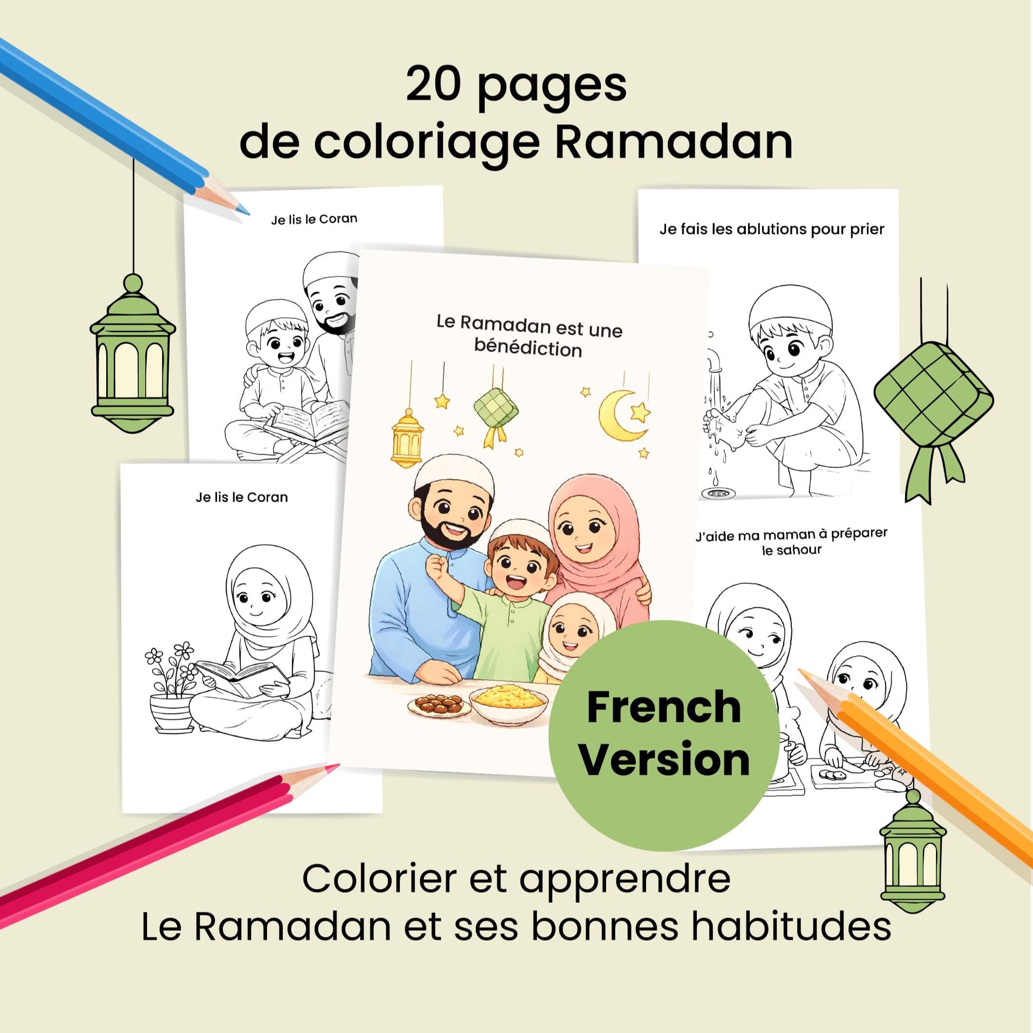 Ramadan Coloring Pages for Kids – FRENCH VERSION (Printable PDF)