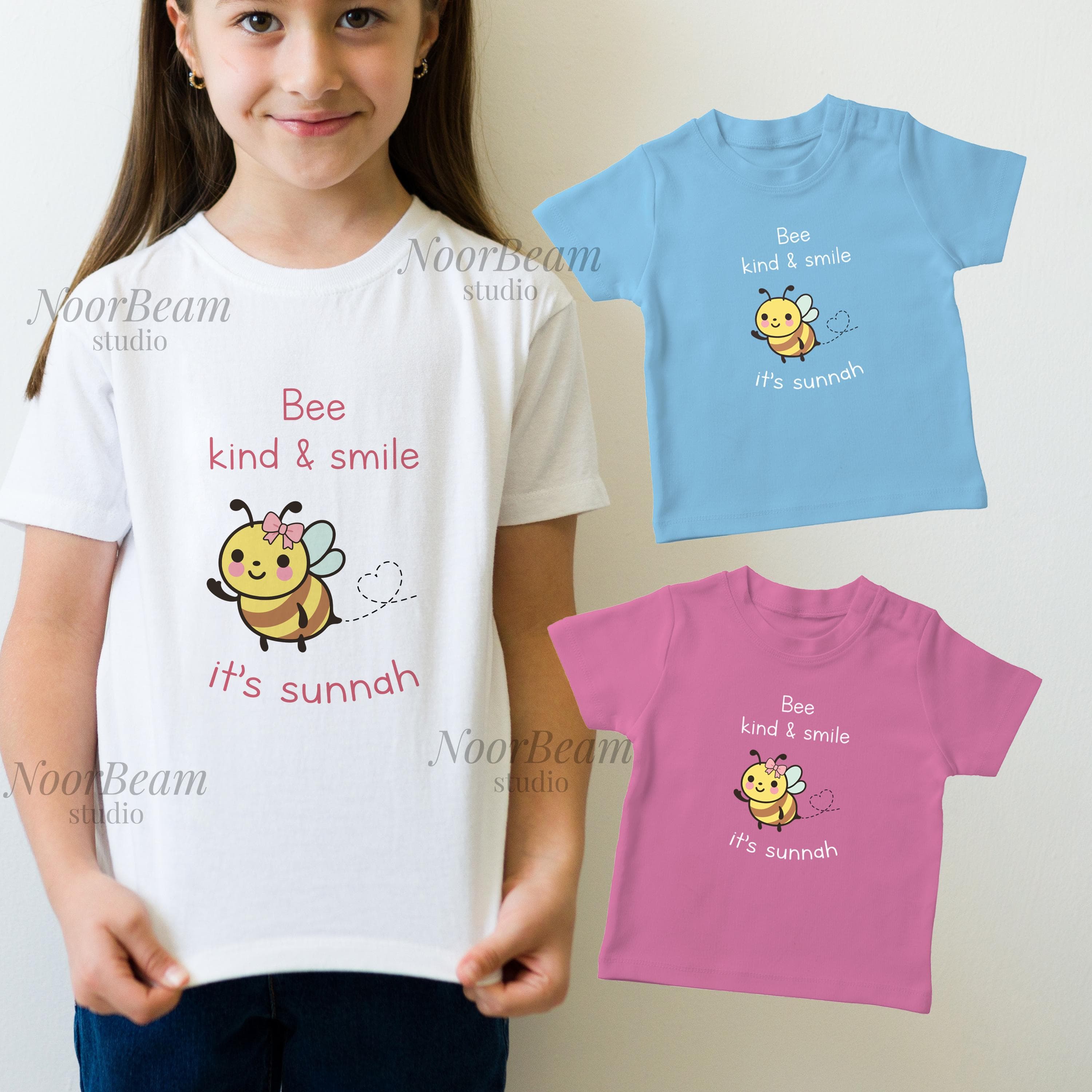 Bee Kind Islamic Graphic T-shirt PNG | Muslim Children T-Shirt Design (Instant Download)