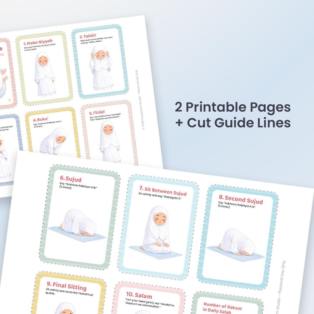 Salah Guide Flashcards for Kids (Girls Version) - Islamic Printable PDF - image 3