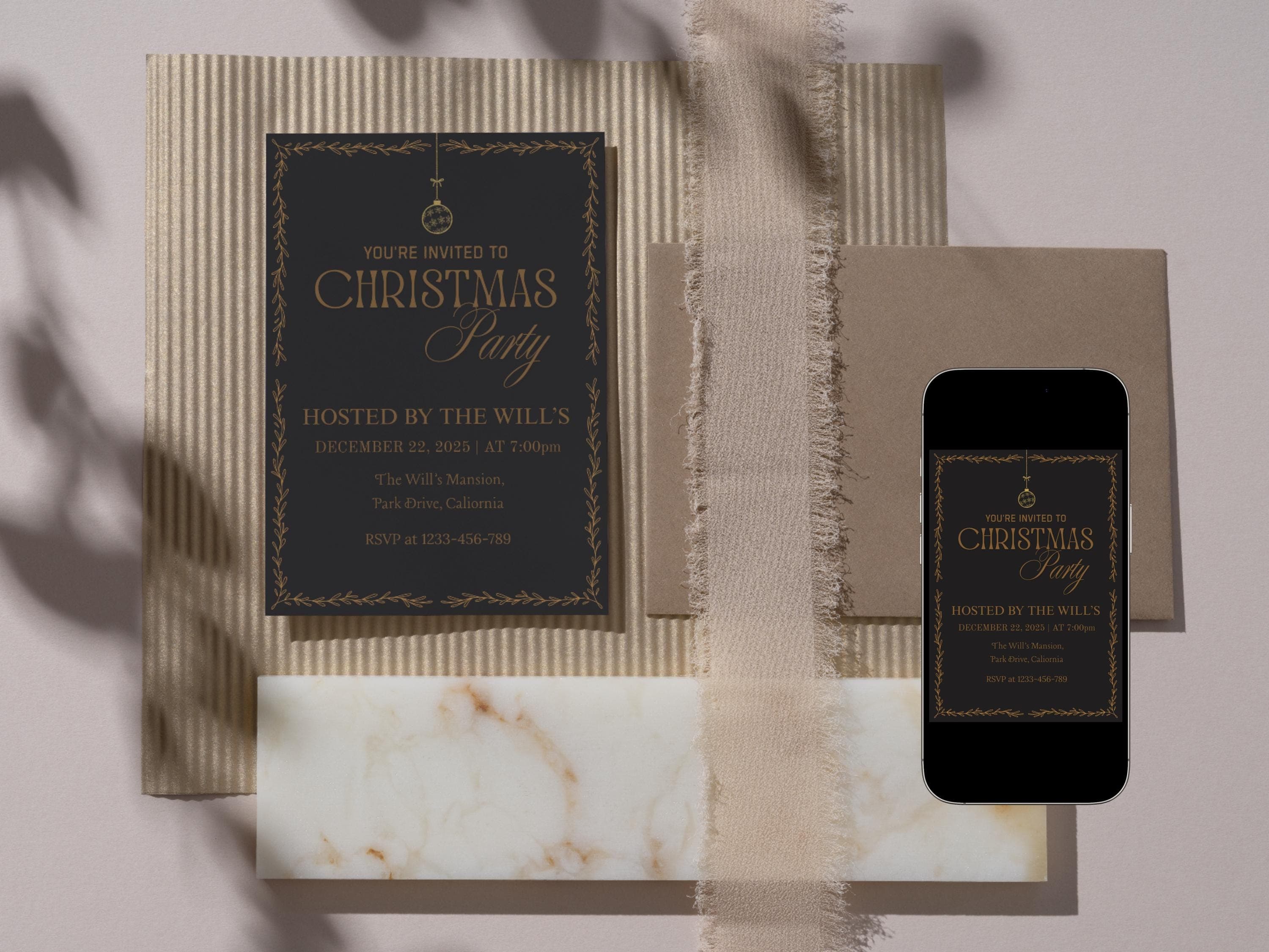 Elegant Christmas Party Invitation, Old Money Style (Digital Download) - image 3