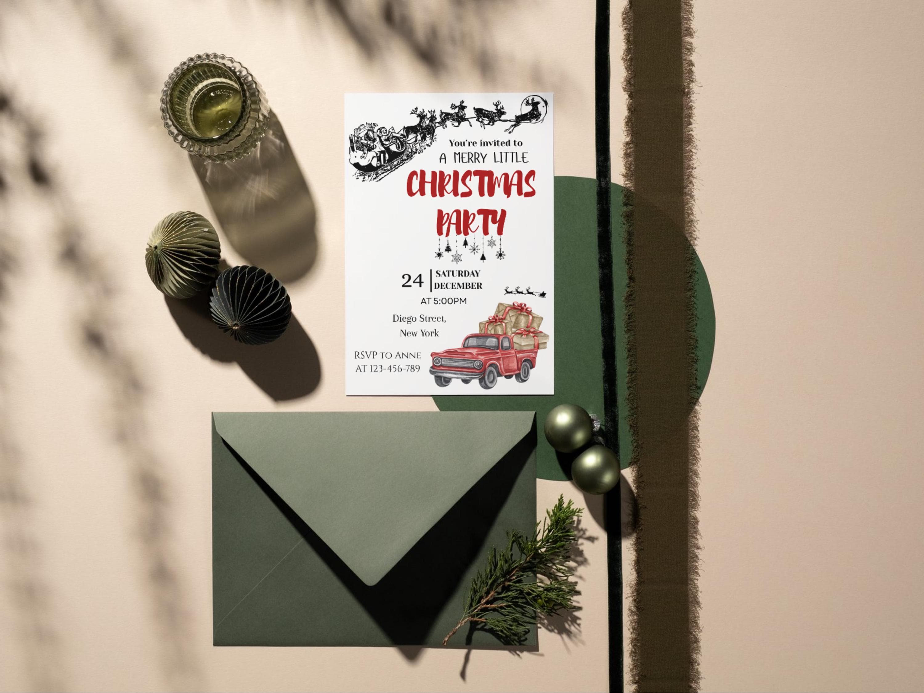 Christmas Party Invitation Printable, Editable Holiday Party Invite, Digital Download, Instant Download