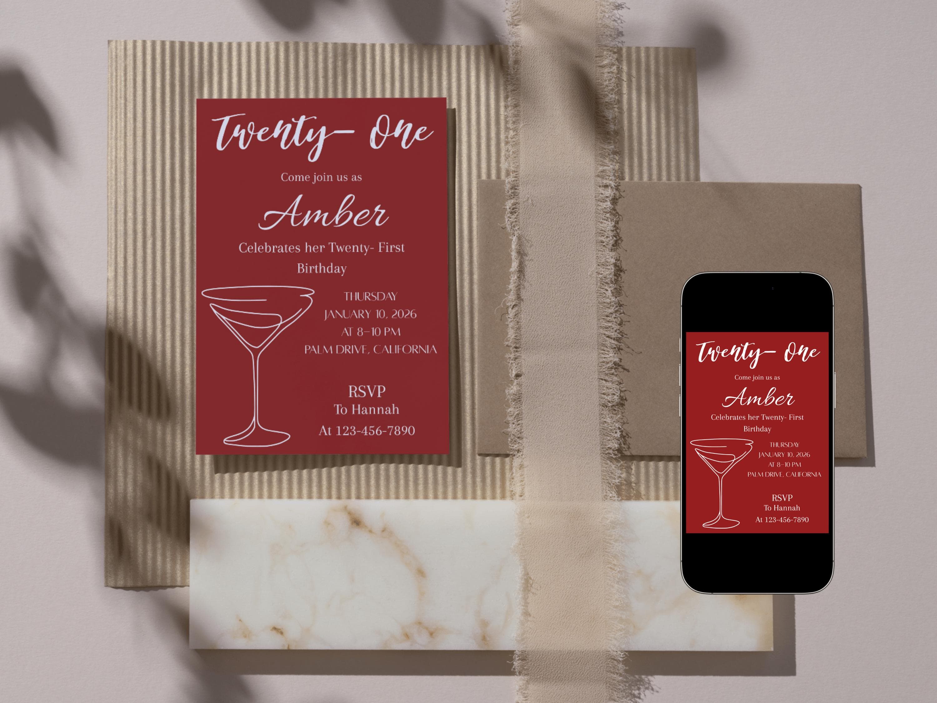 Minimalist Birthday Invitation Template, Elegant Editable Party Invite, Digital Download, Adult Birthday Invite, Aesthetic - image 4