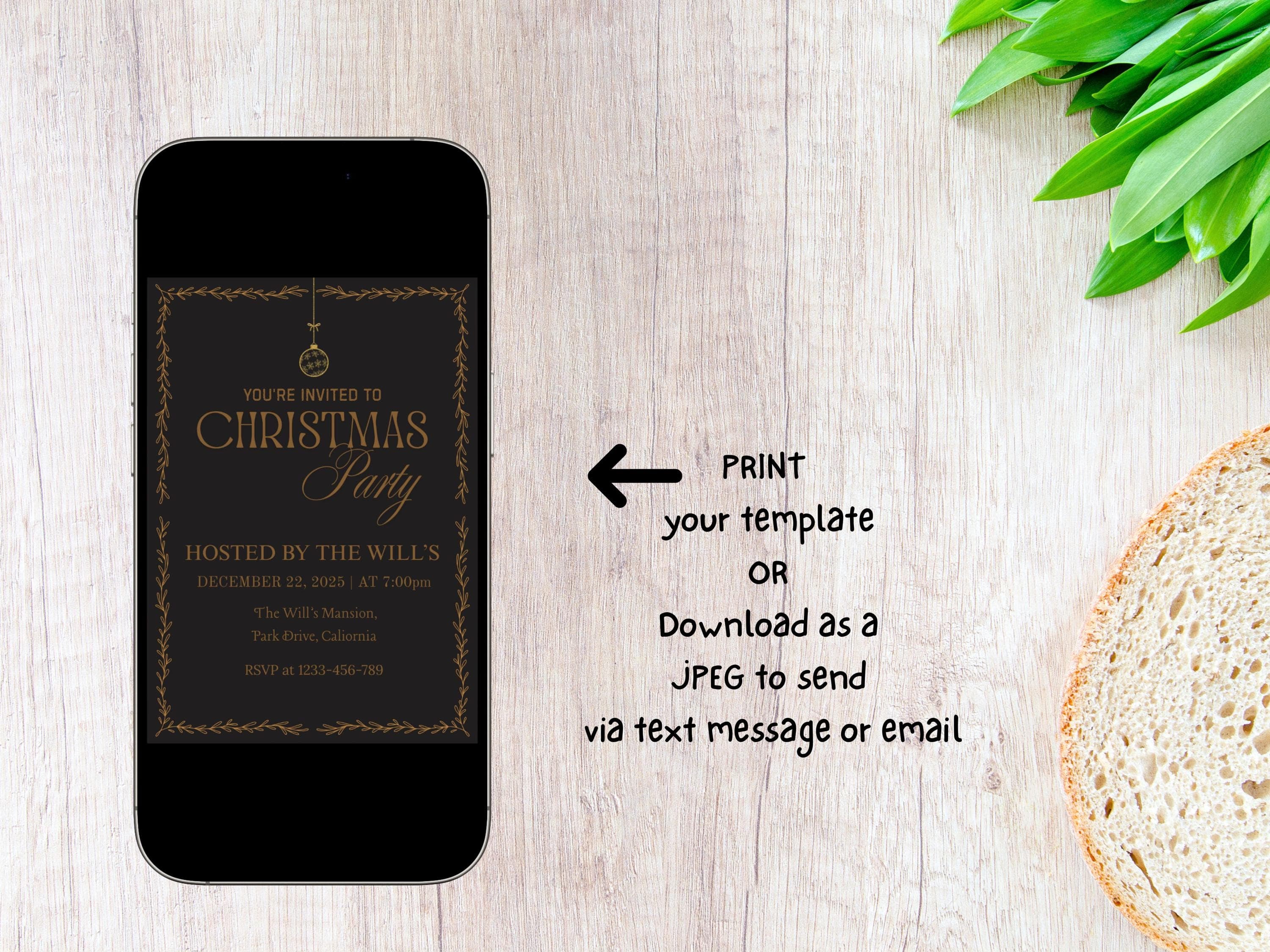 Elegant Christmas Party Invitation, Old Money Style (Digital Download) - image 4