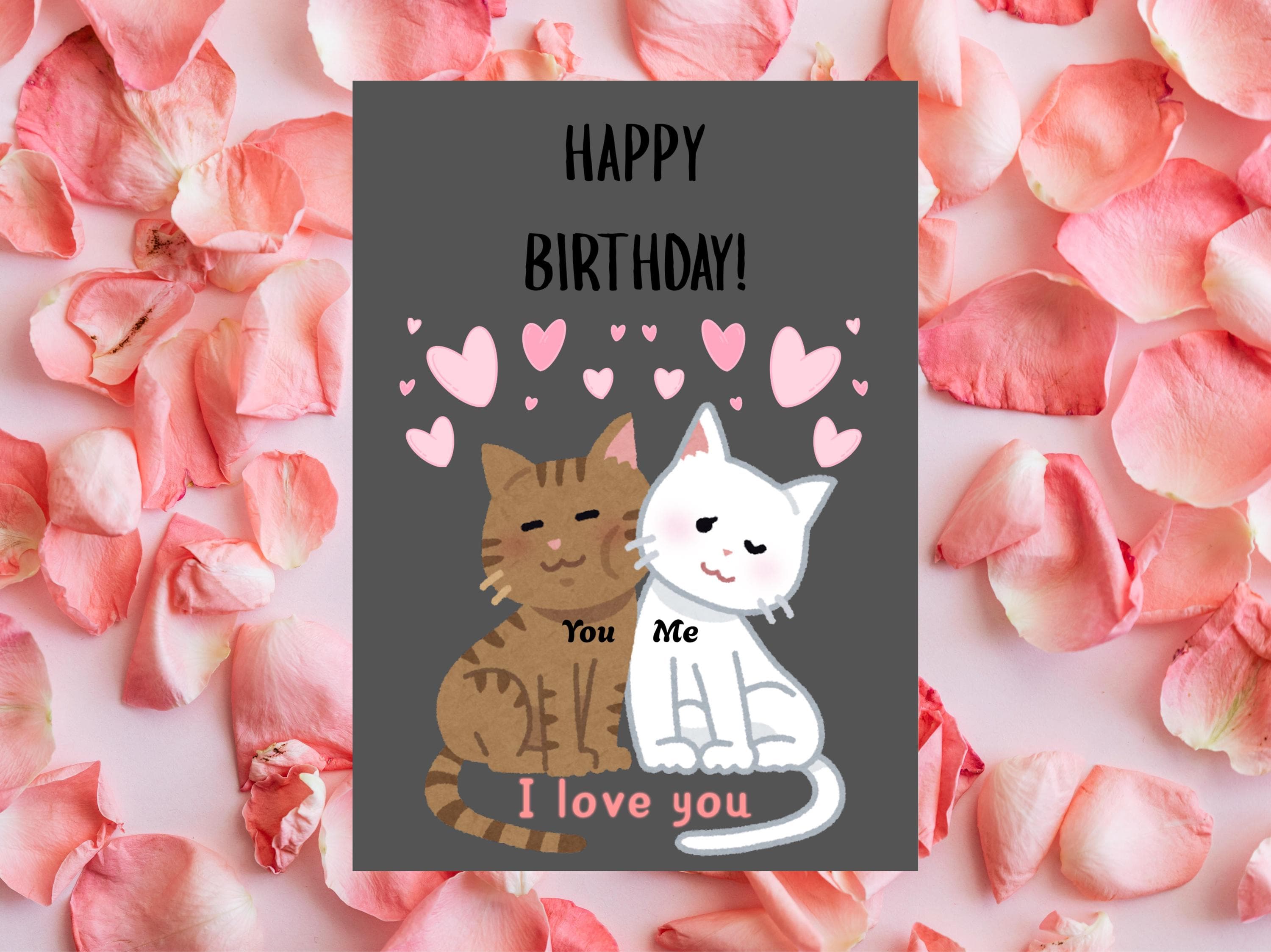Birthday Card Cat, Cute Cat Meme, Love And Care, Cute Gift For Husband, Wife, Him, Her, Girlfriend, Boyfriend, Cat Card