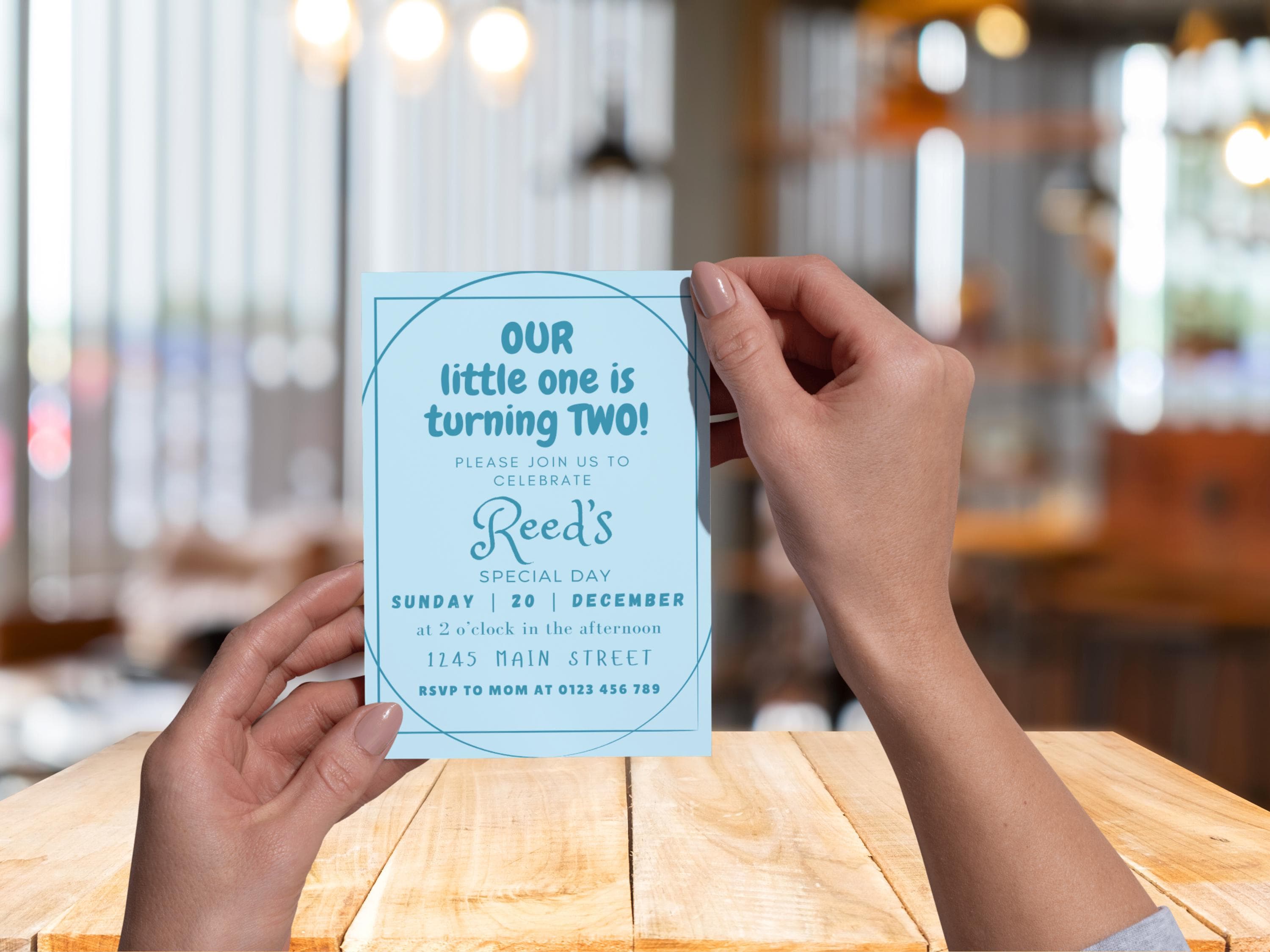 Boy Birthday Invitation, Minimal Blue Invite (Digital Download) - image 5