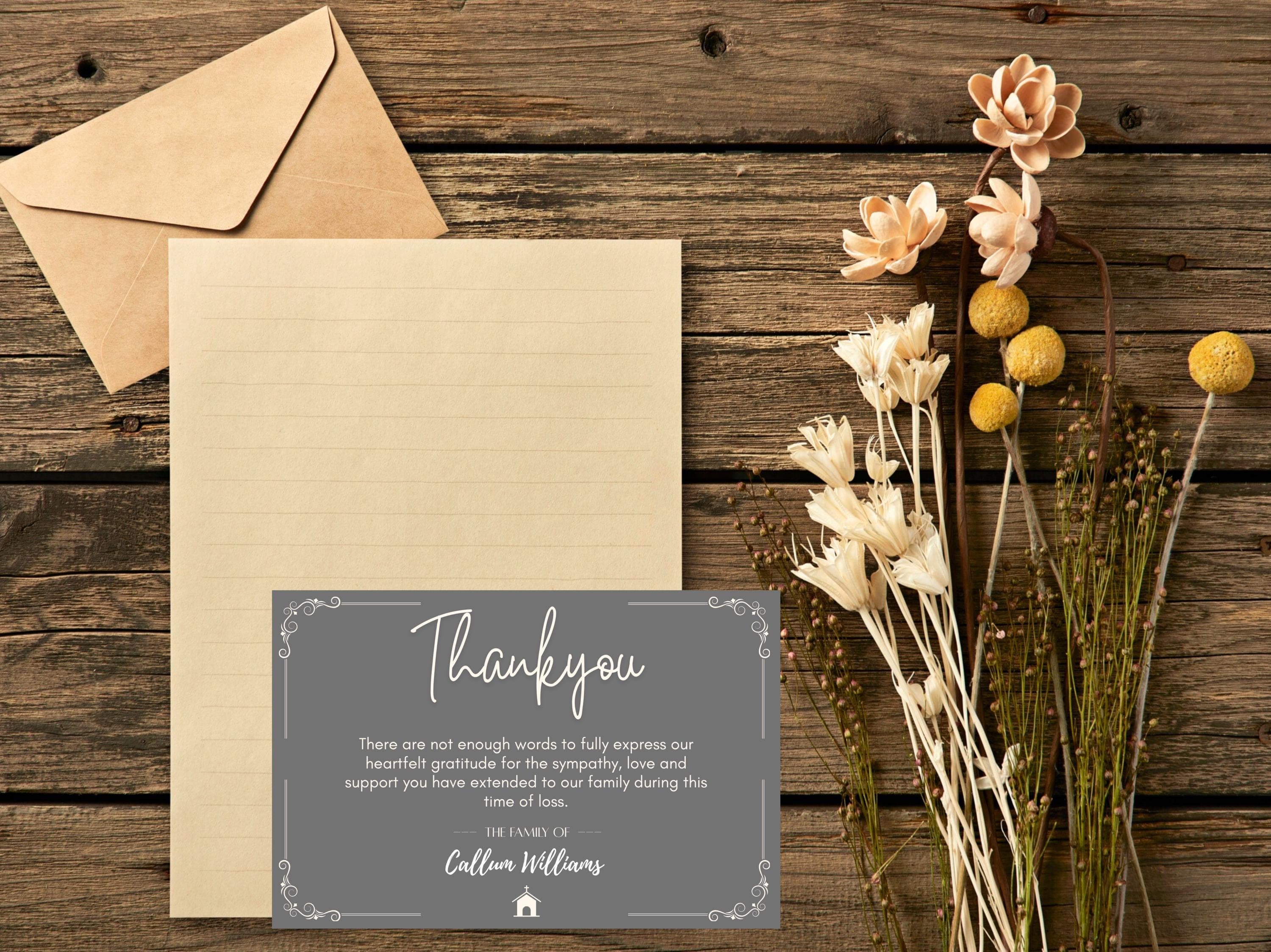 Funeral Thank You Card, Editable Canva Template (Digital Download) - image 4