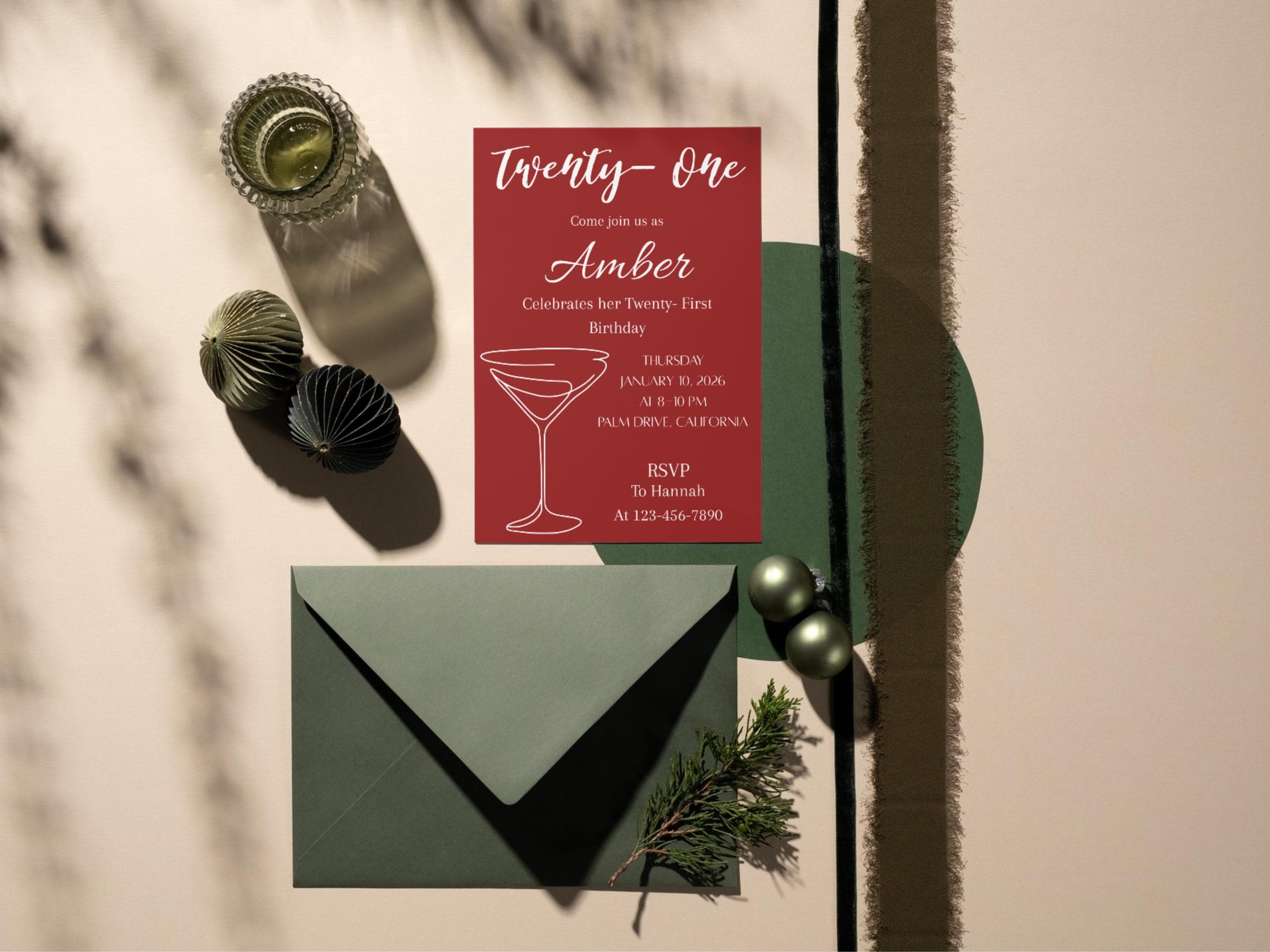 Minimalist Birthday Invitation Template, Elegant Editable Party Invite, Digital Download, Adult Birthday Invite, Aesthetic - image 3