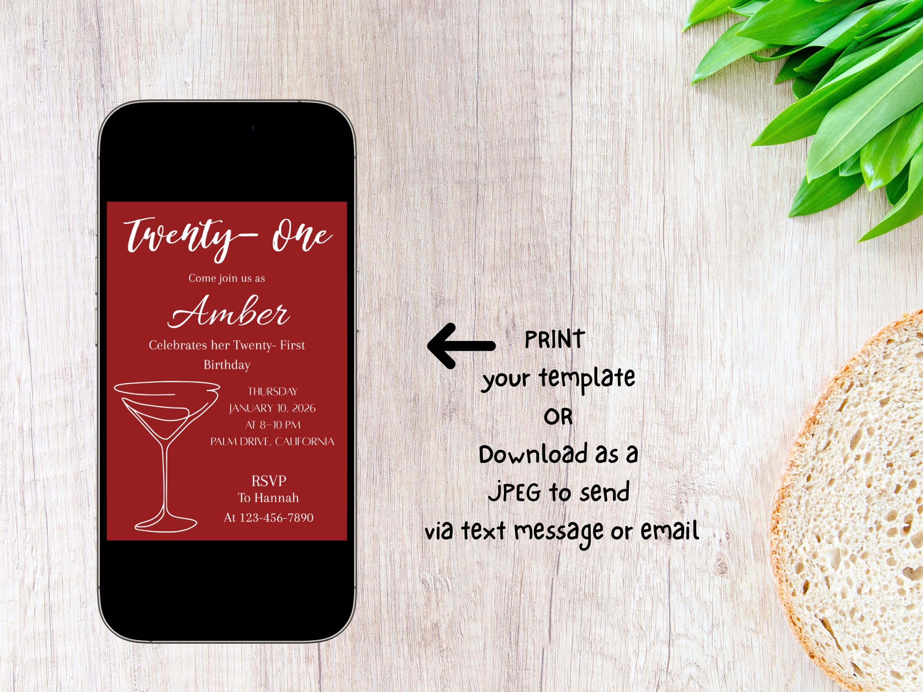 Minimalist Birthday Invitation Template, Elegant Editable Party Invite, Digital Download, Adult Birthday Invite, Aesthetic - image 5