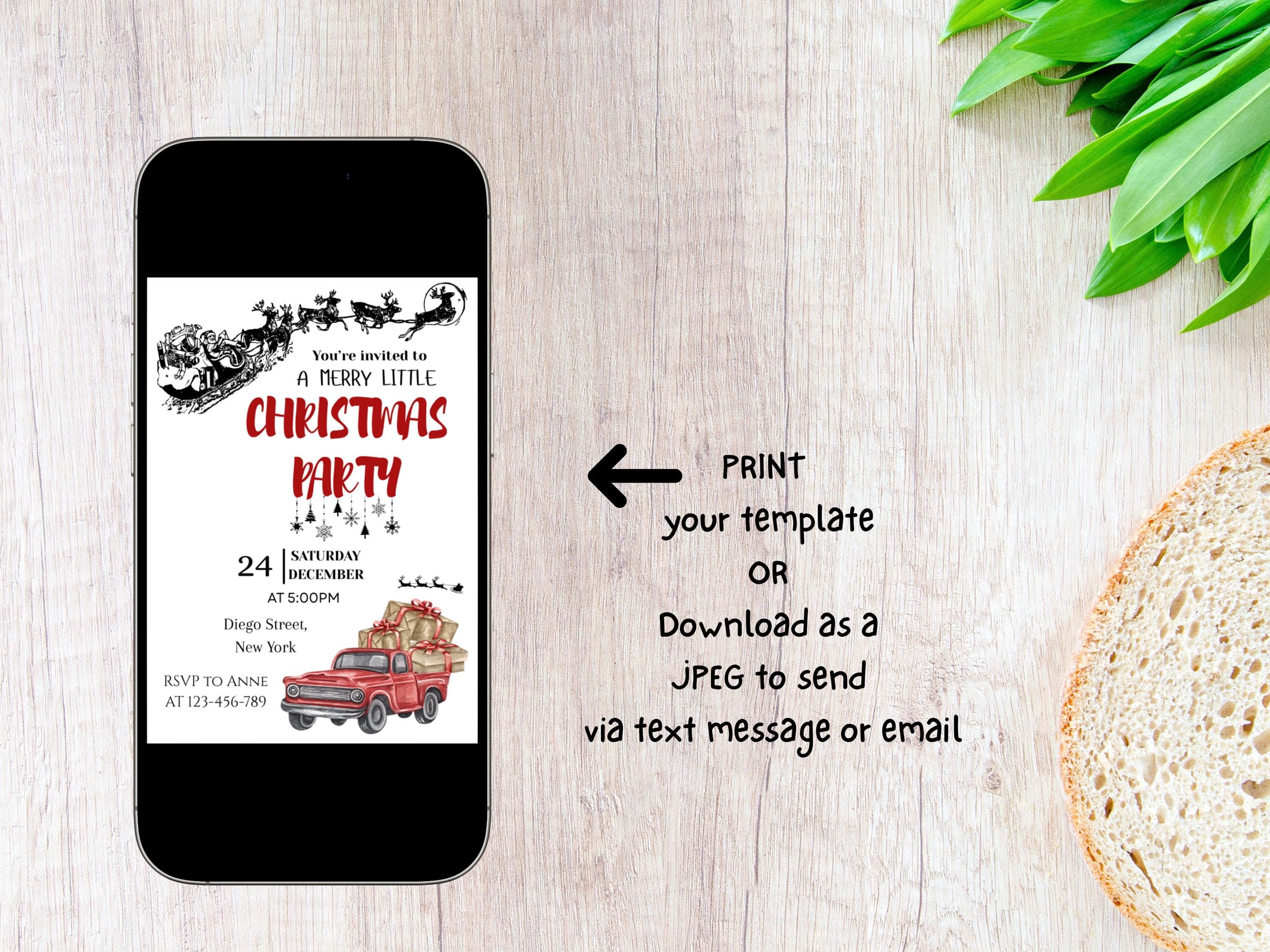 Christmas Party Invitation Printable, Editable Holiday Party Invite, Digital Download, Instant Download - image 4