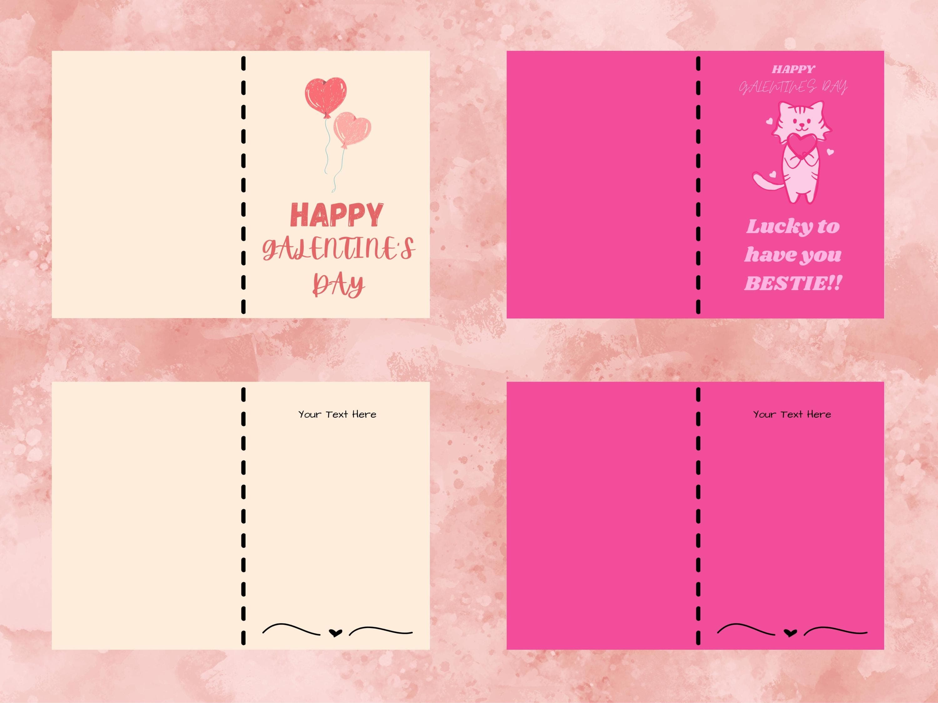 6 Cute Printable Galentine's Day Cards For Friends, Bestie, Coworkers, Girl Gang, Valentines Day Cards, Instant Digital Download, Pink - image 3