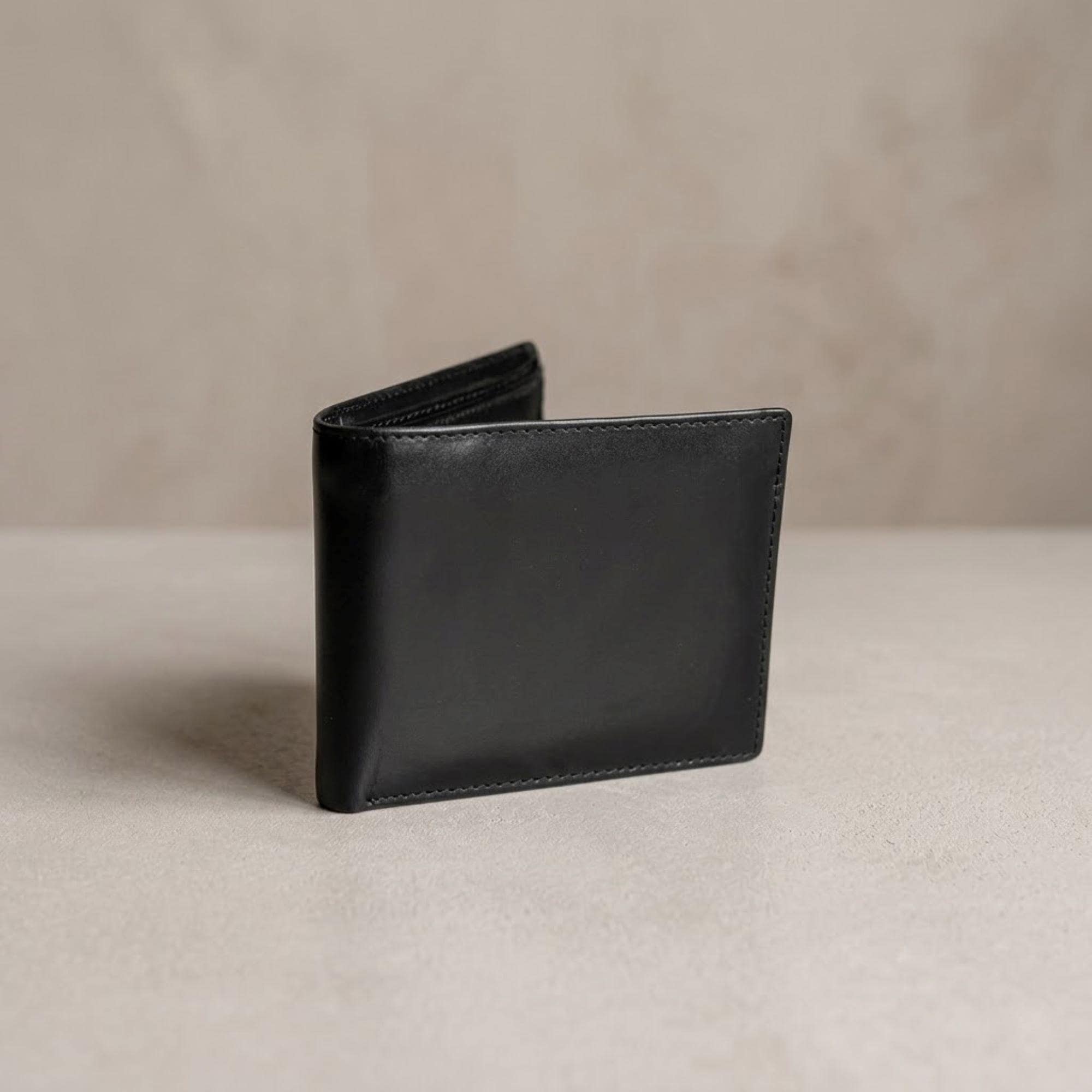 Handmade Cowhide Leather Slim Bifold Wallet – Minimalist Card Holder for Men