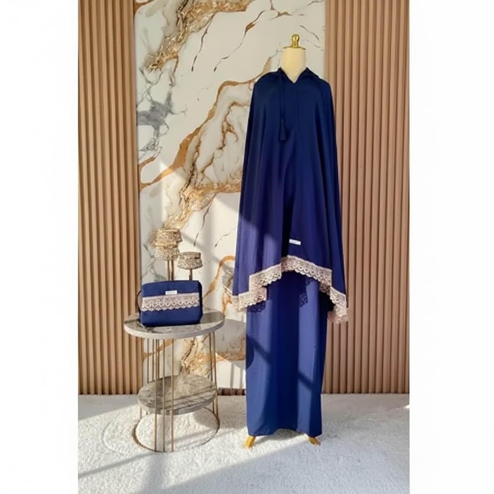 Jumbo Cotton Prayer Dress with Lace Trim & Zipper