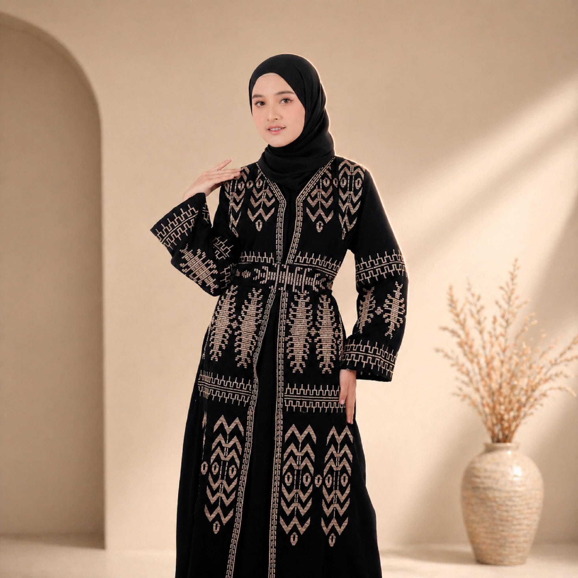 Black Turkish Abaya Dress – Modest Muslim Maxi Kaftan - image 5