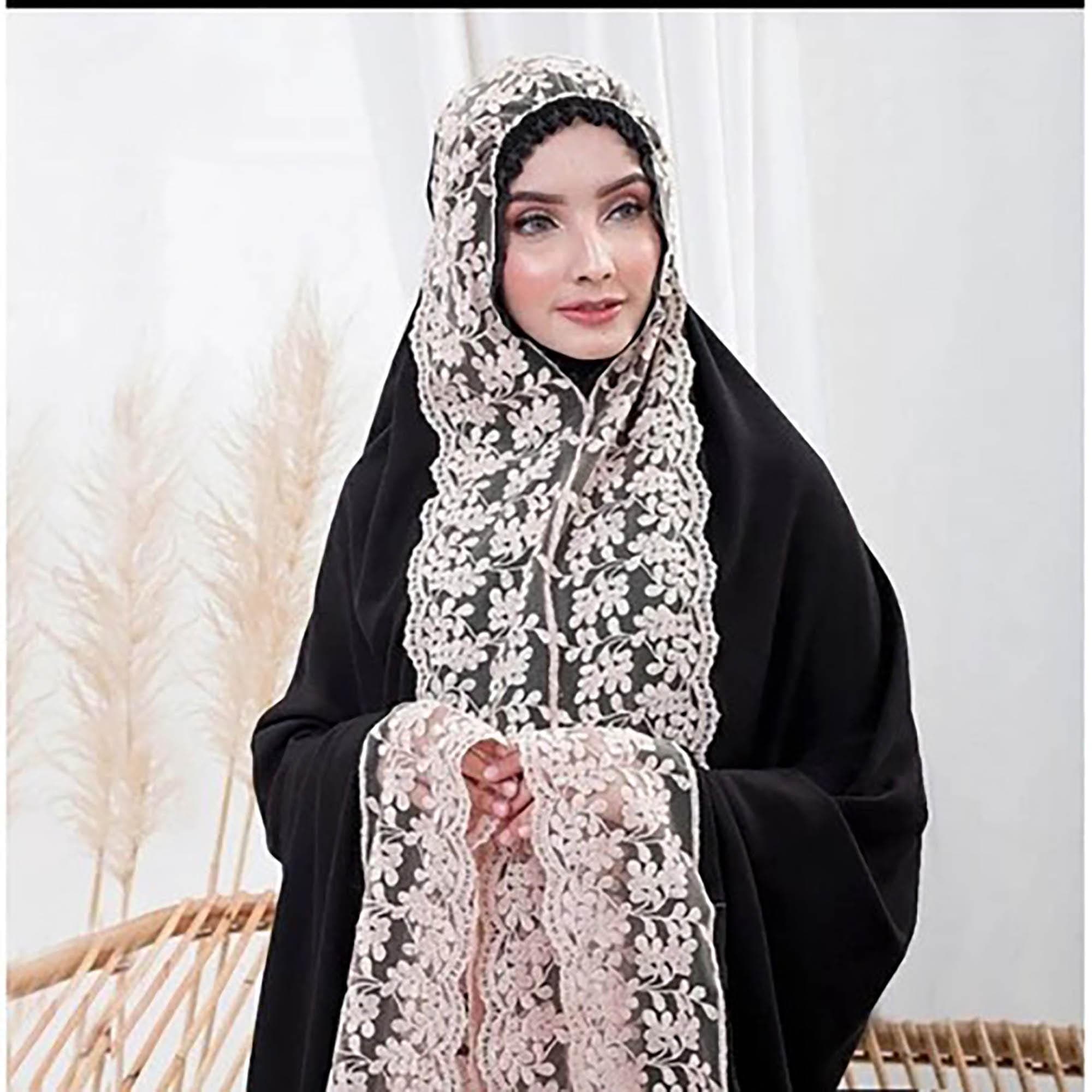 Luxury Shireen Cotton Prayer Set | Elegant Lace Embroidered Mukena - image 3