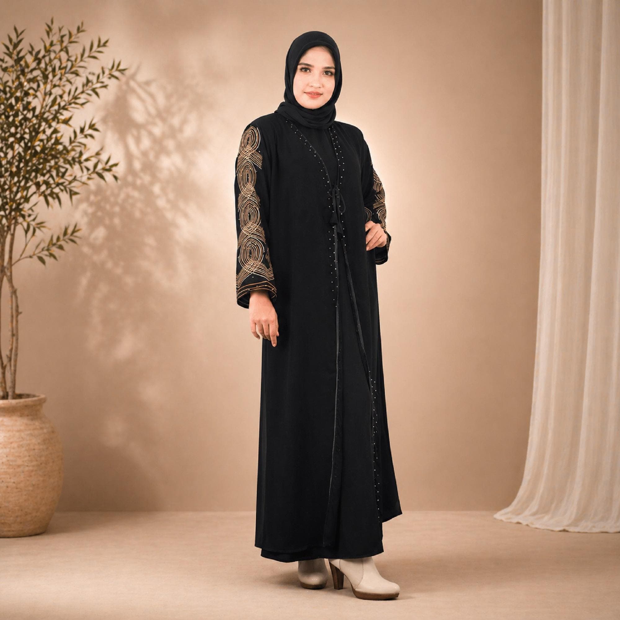 Black Turkish Abaya Maxi Dress – Modest Muslim Women Kaftan