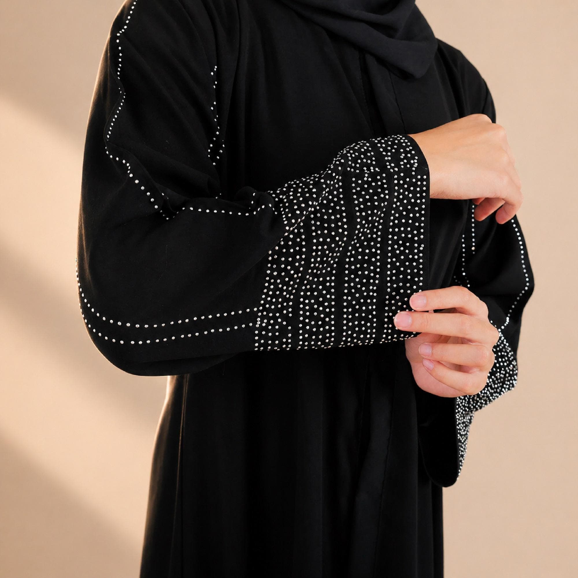 Black Turkish Abaya Dress Saudi Fabric Modest Maxi Kaftan - image 4