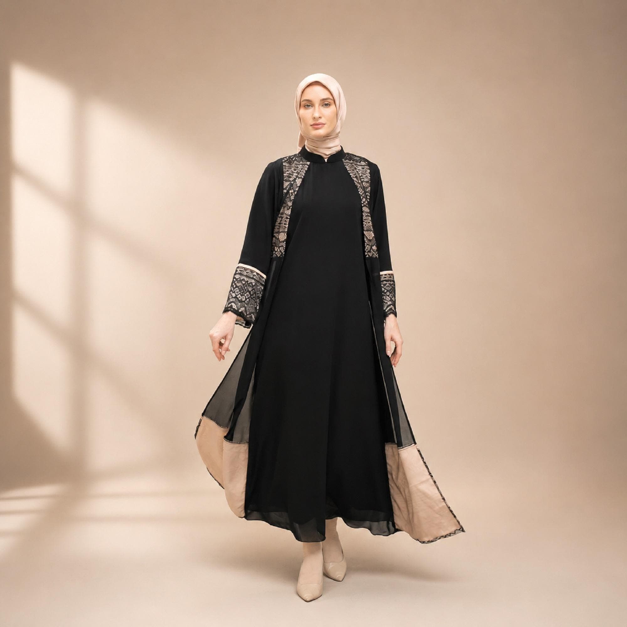 Luxury Moroccan Abaya Safiya Midnight Modest Maxi Dress