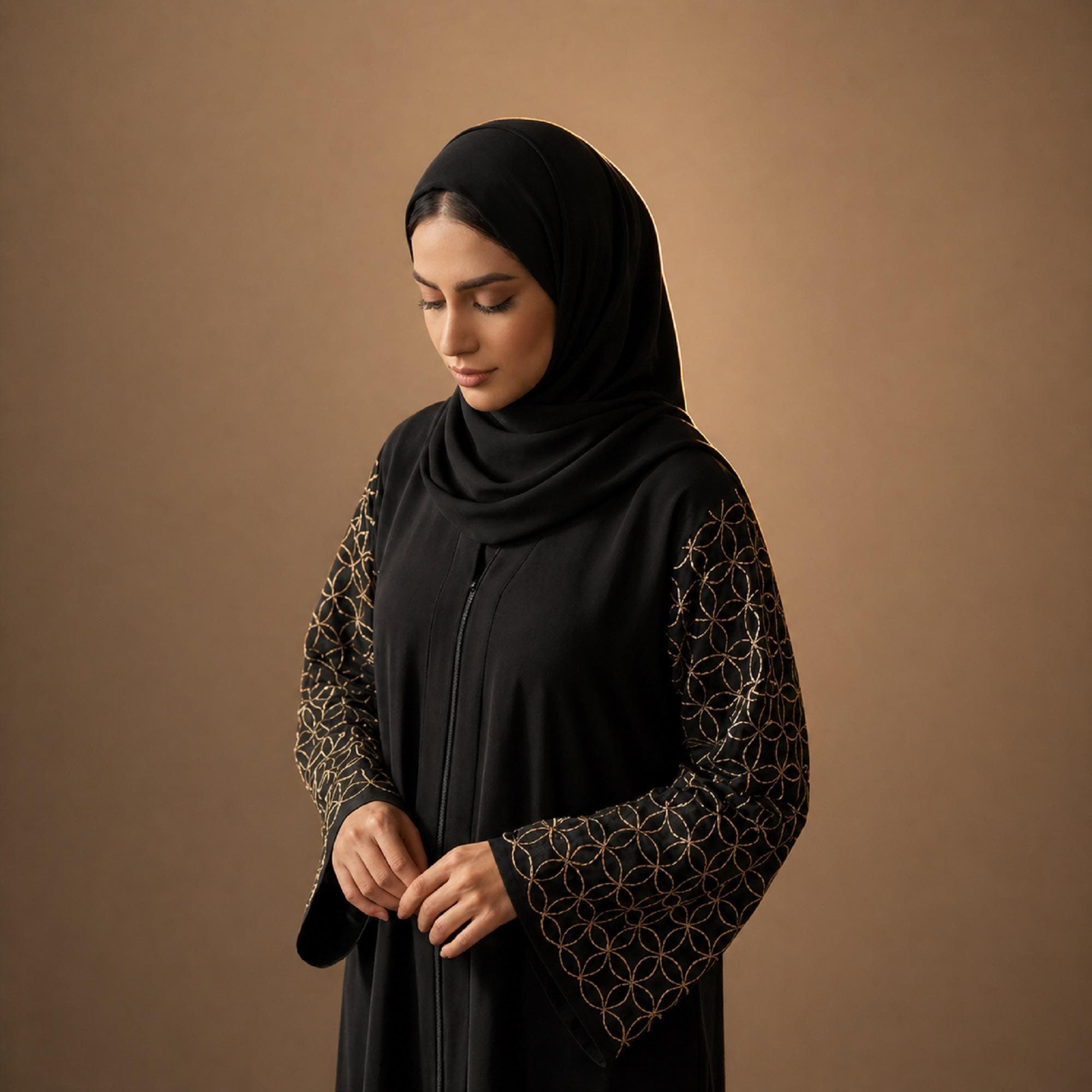 Black Jetblack Abaya Dress Side Design Elegant Modest Maxi - image 4