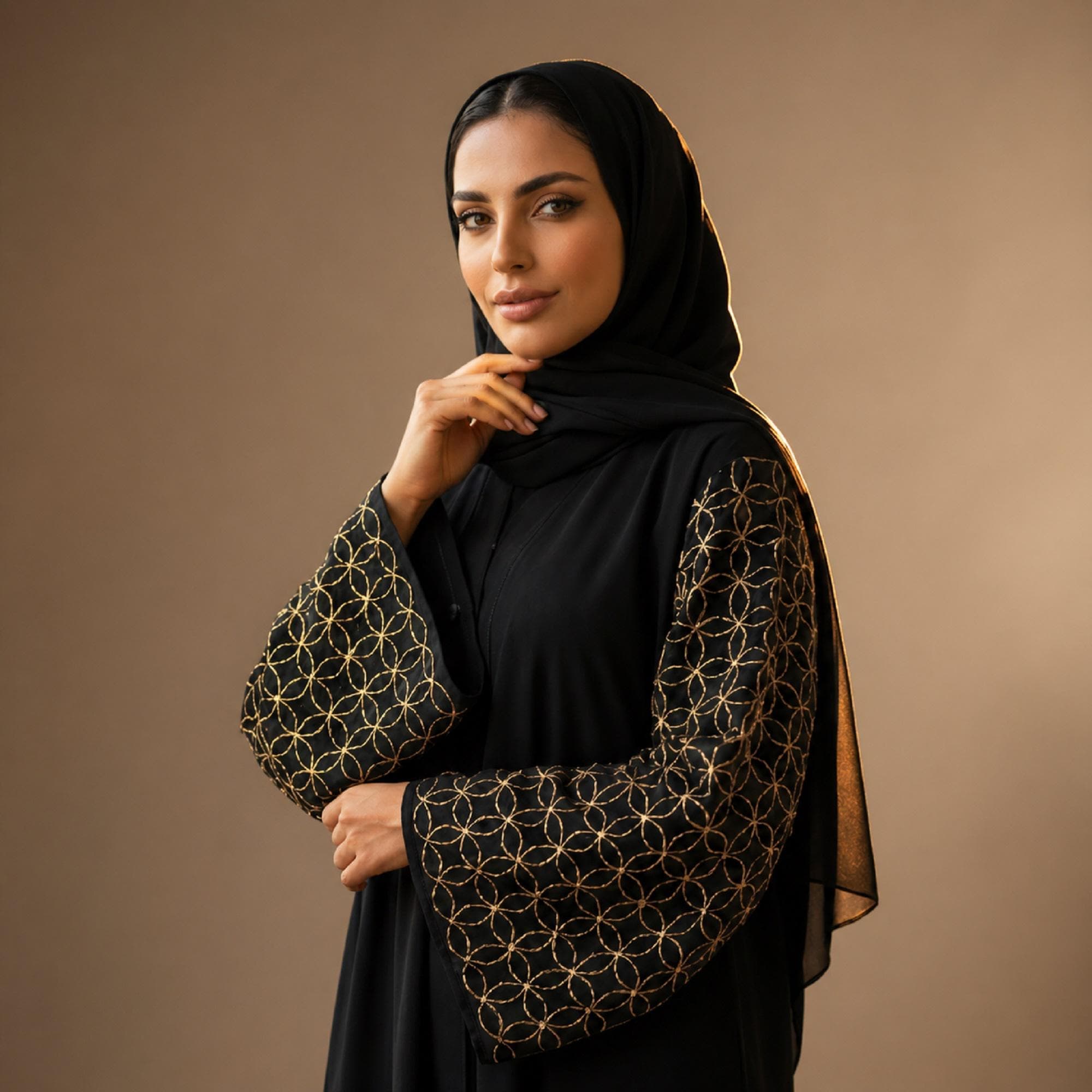 Black Jetblack Abaya Dress Side Design Elegant Modest Maxi