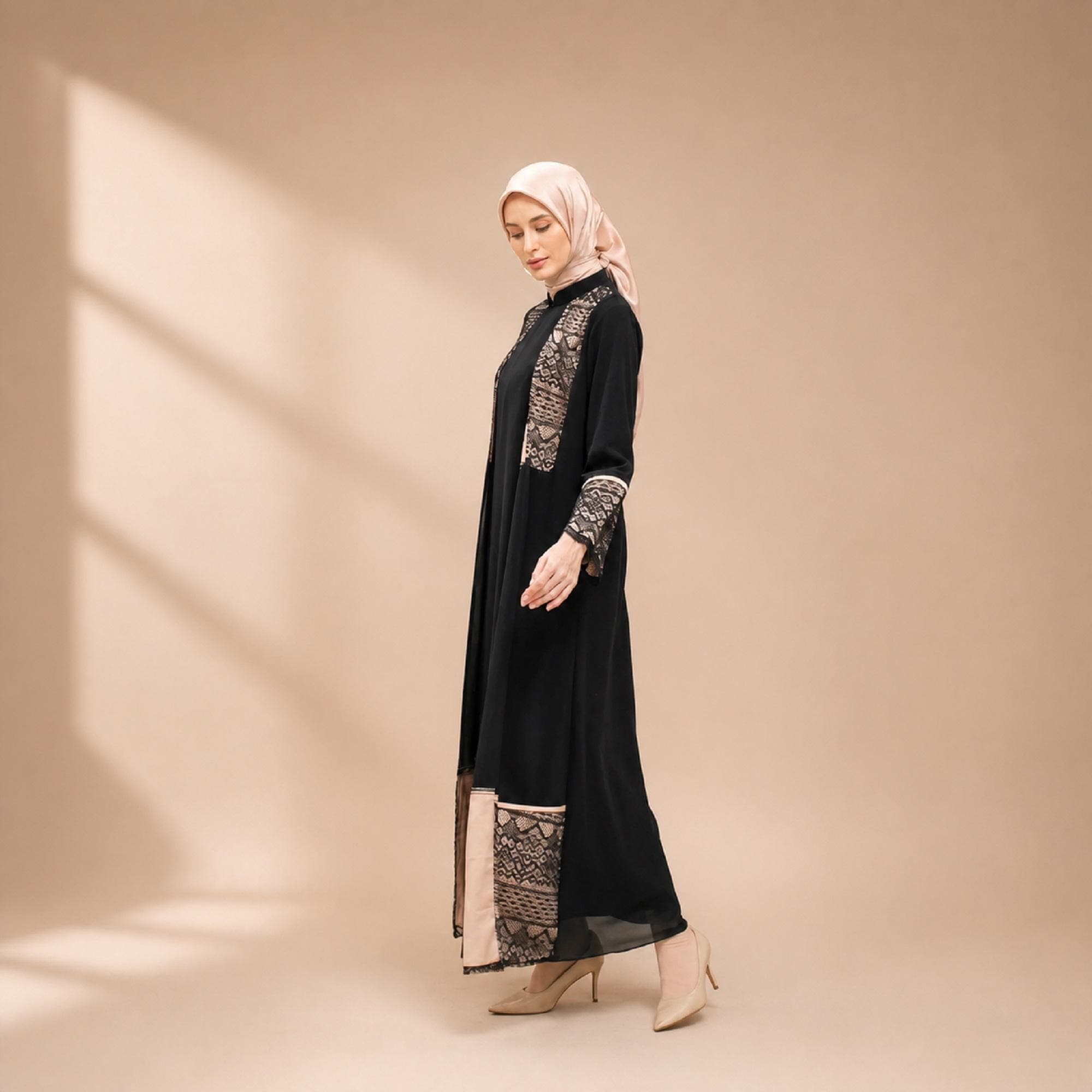 Luxury Moroccan Abaya Safiya Midnight Modest Maxi Dress - image 3
