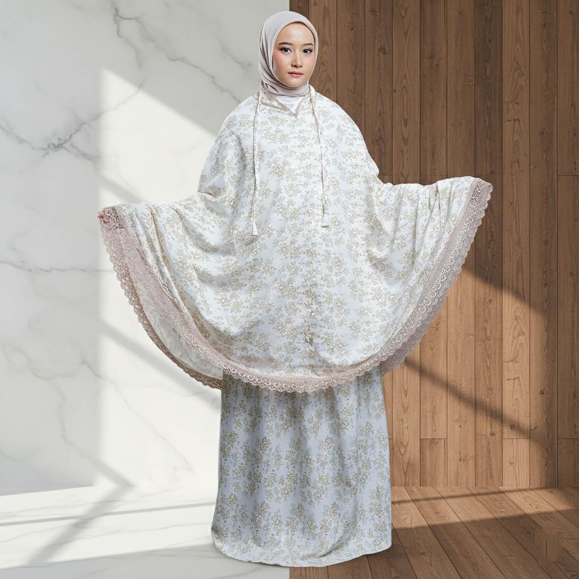 Floral Cotton Prayer Dress with Lace Trim | 2-in-1 Travel Robe