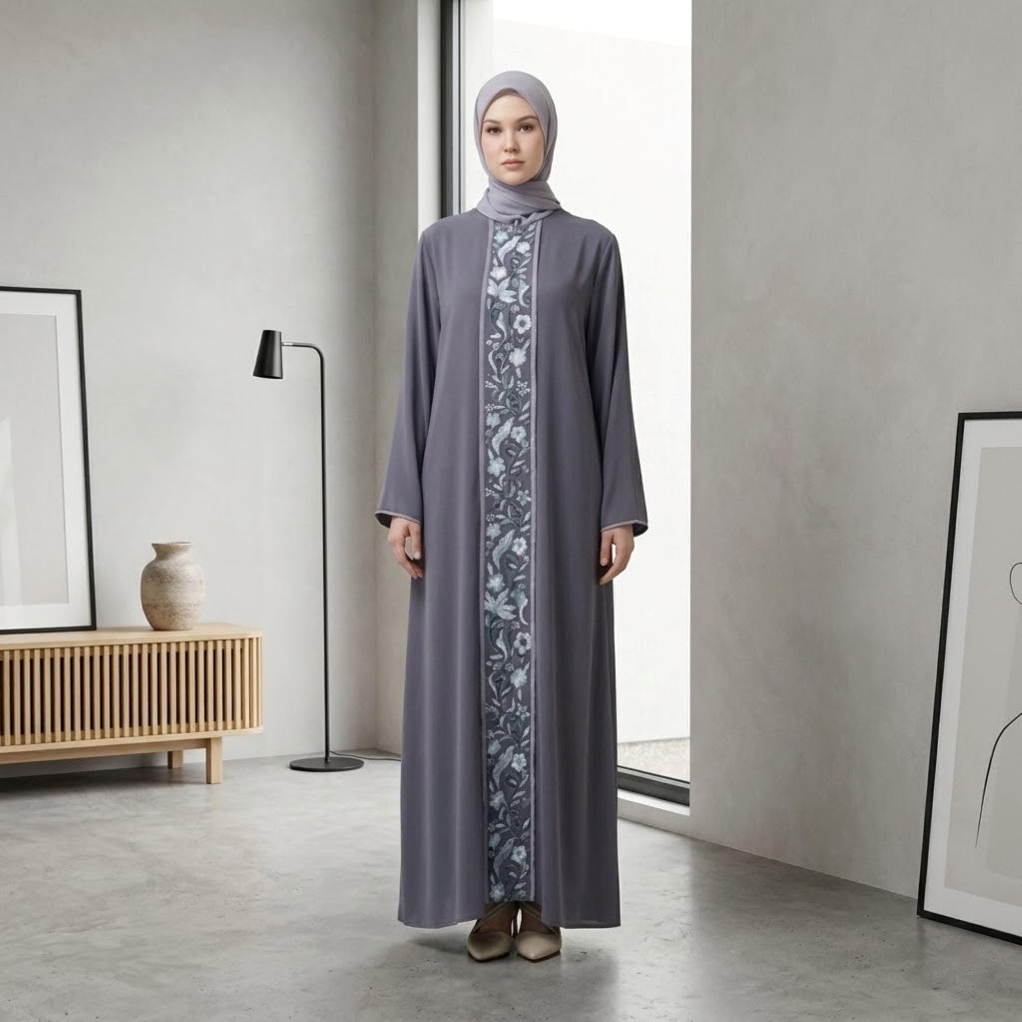Elegant Abaya Dress – Gold Embroidery, UV-Resistant Modest Gown for Women - image 4