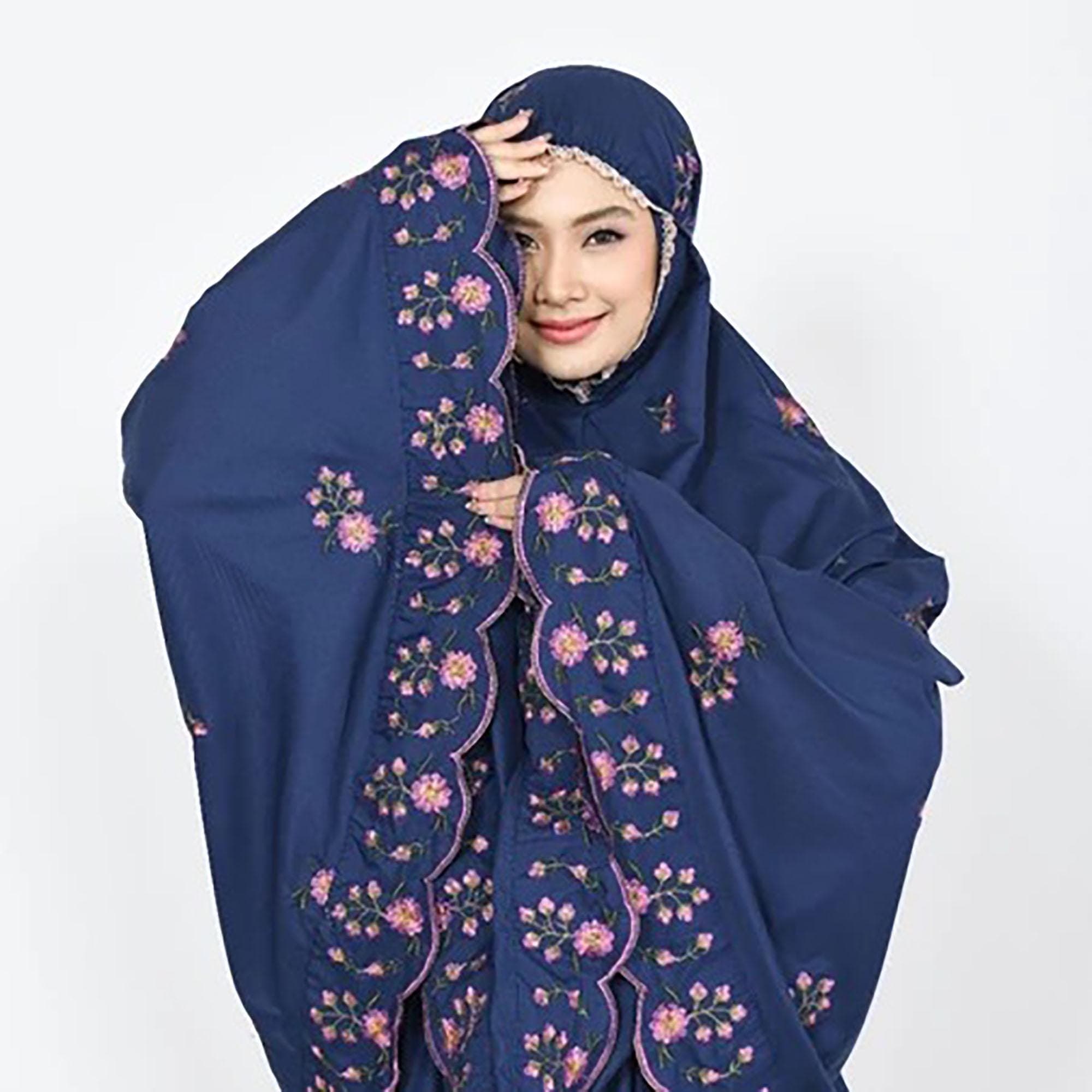 Cotton Prayer Dress | Rose Embroidery, Soft Breathable Mukena Set
