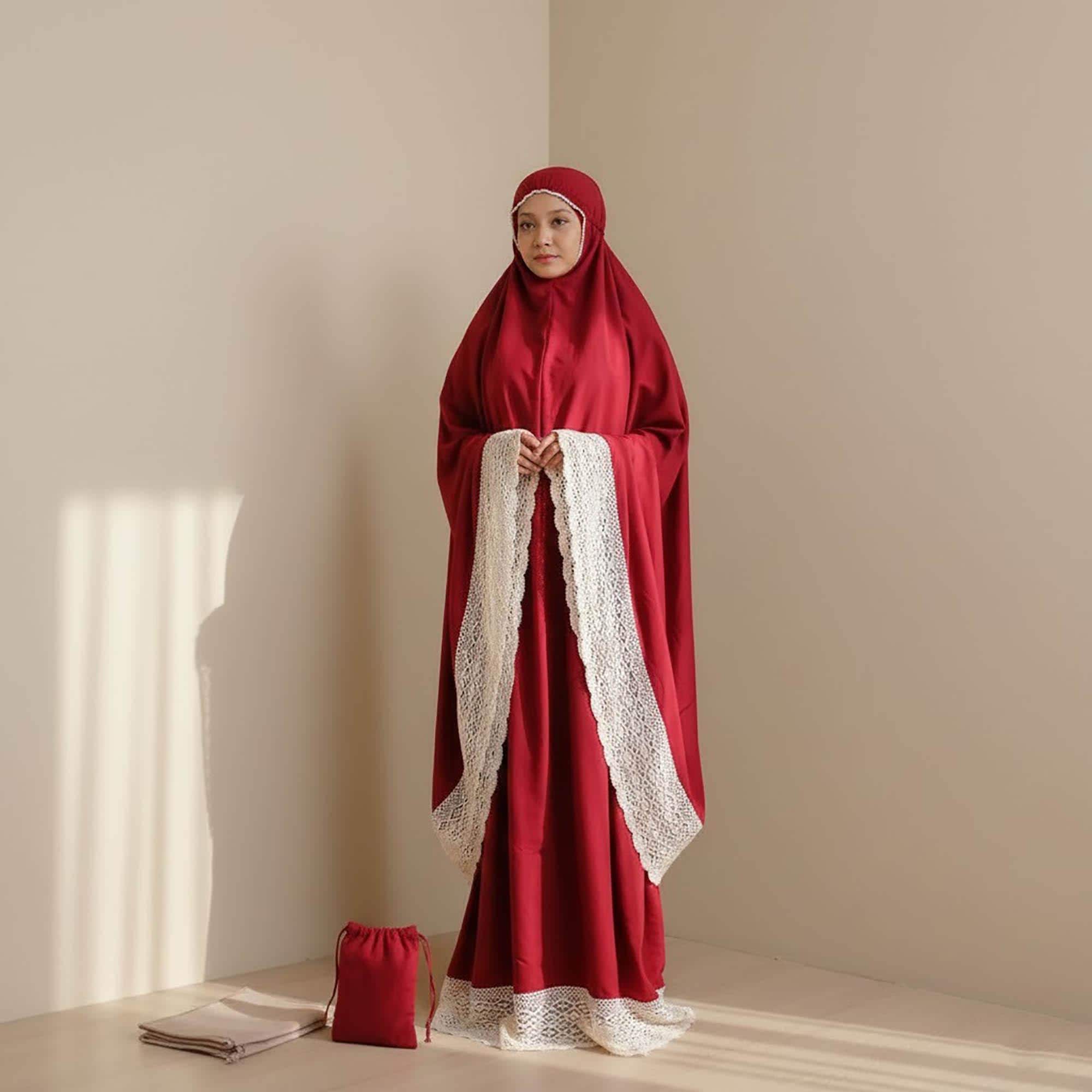 Crochet Lace Cotton Prayer Set | Minimalist Muslim Mukena