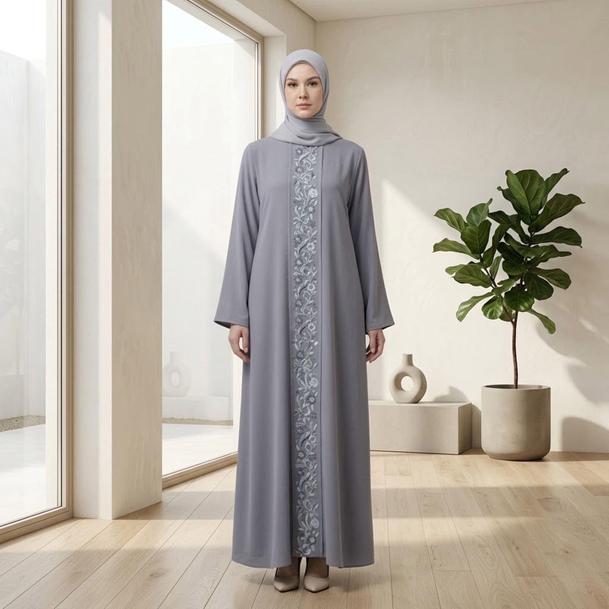 Elegant Abaya Dress – Gold Embroidery, UV-Resistant Modest Gown for Women - image 3