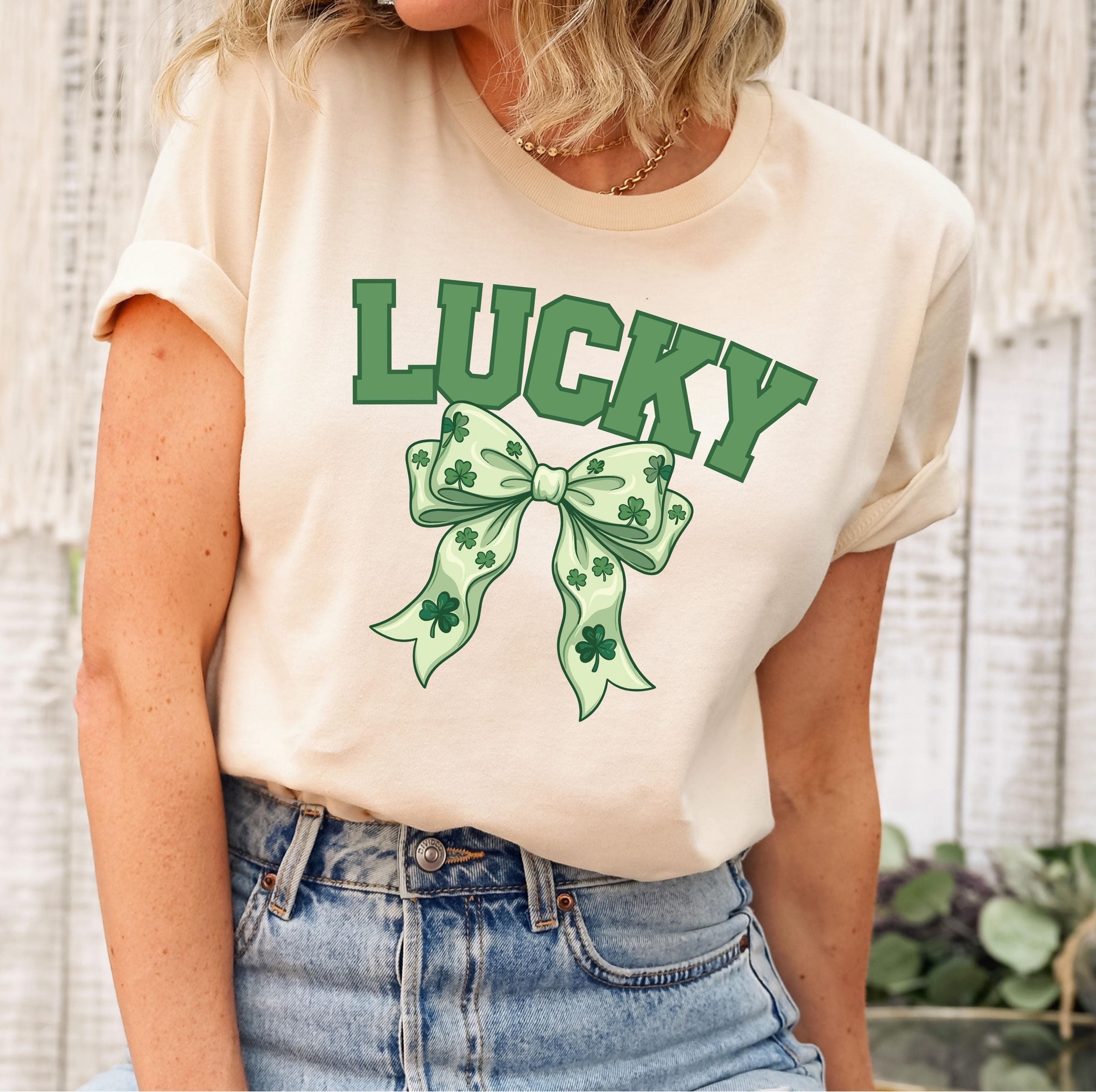 Preppy Lucky St Patrick's Day Png Svg | Retro Coquette St Patrick's Day Lucky Design | Shamrock Png for Cricut & Silhouette
