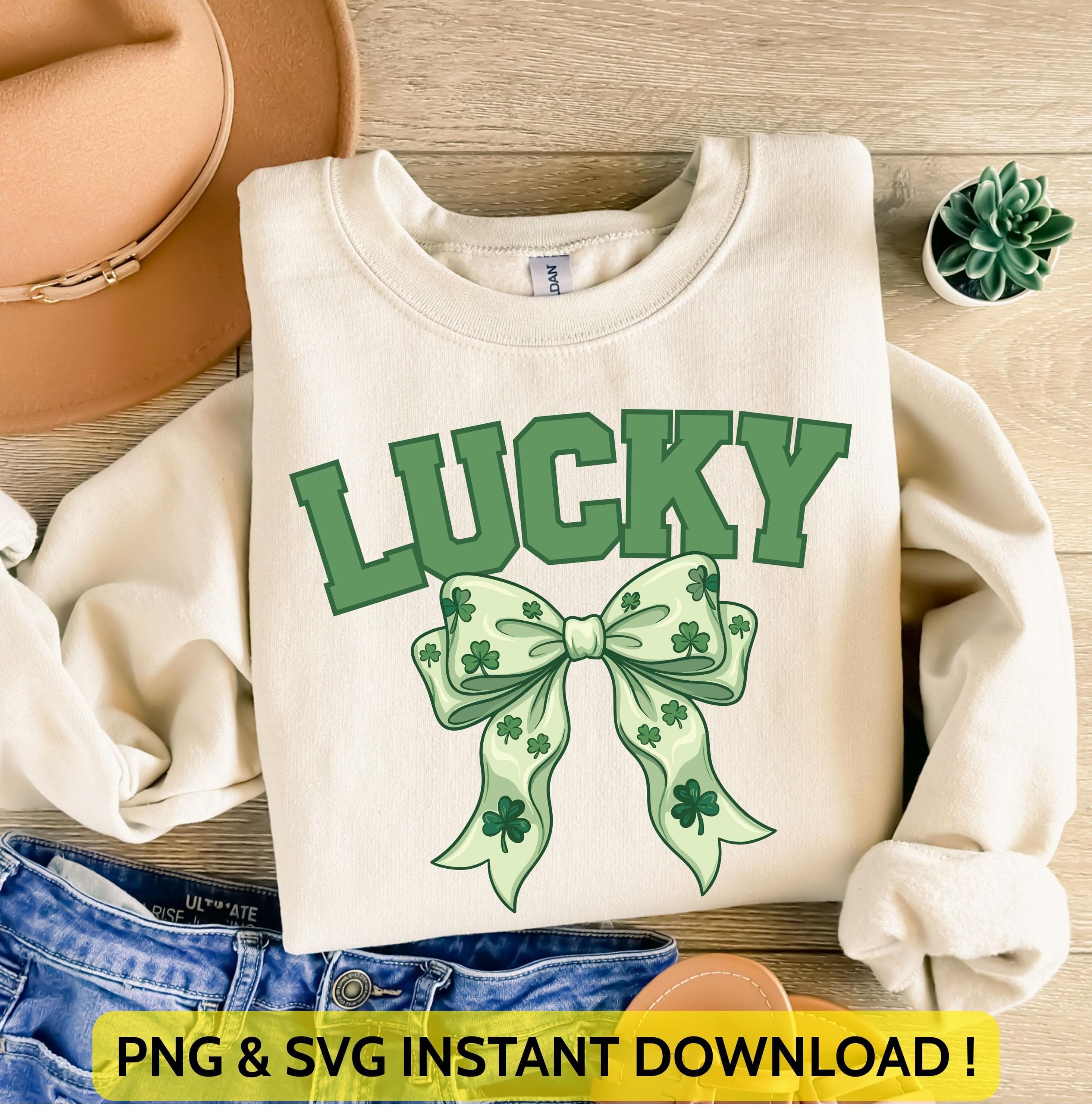 Preppy Lucky St Patrick's Day Png Svg | Retro Coquette St Patrick's Day Bow | Lucky Bow Design | Shamrock Png for Cricut & Silhouette