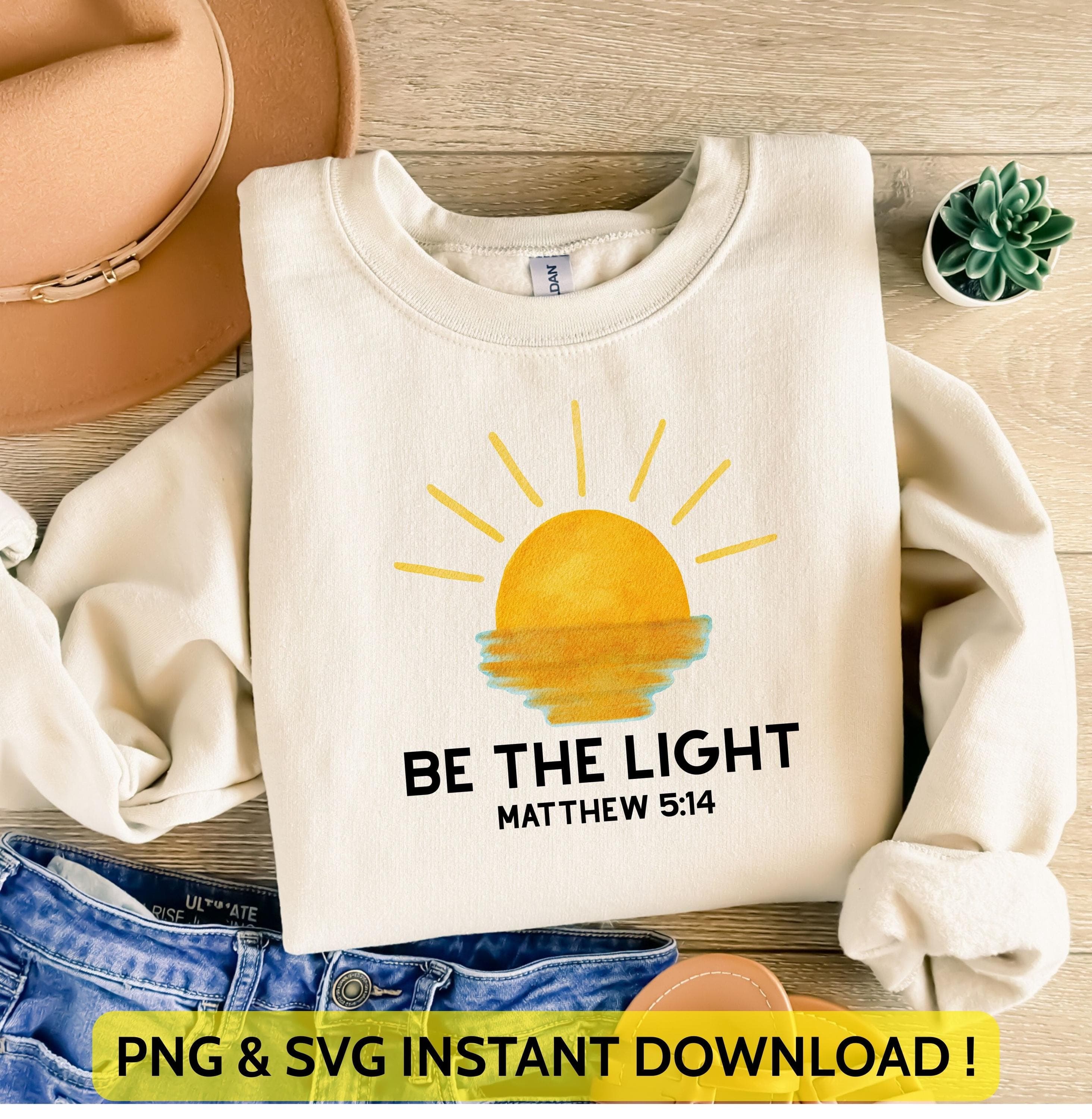 Be The Light Matthew 5:14 Png Svg | Christian Design | Faith Png | Religious Shirt Design | Bible Verse Gift for Cricut & Silhouette