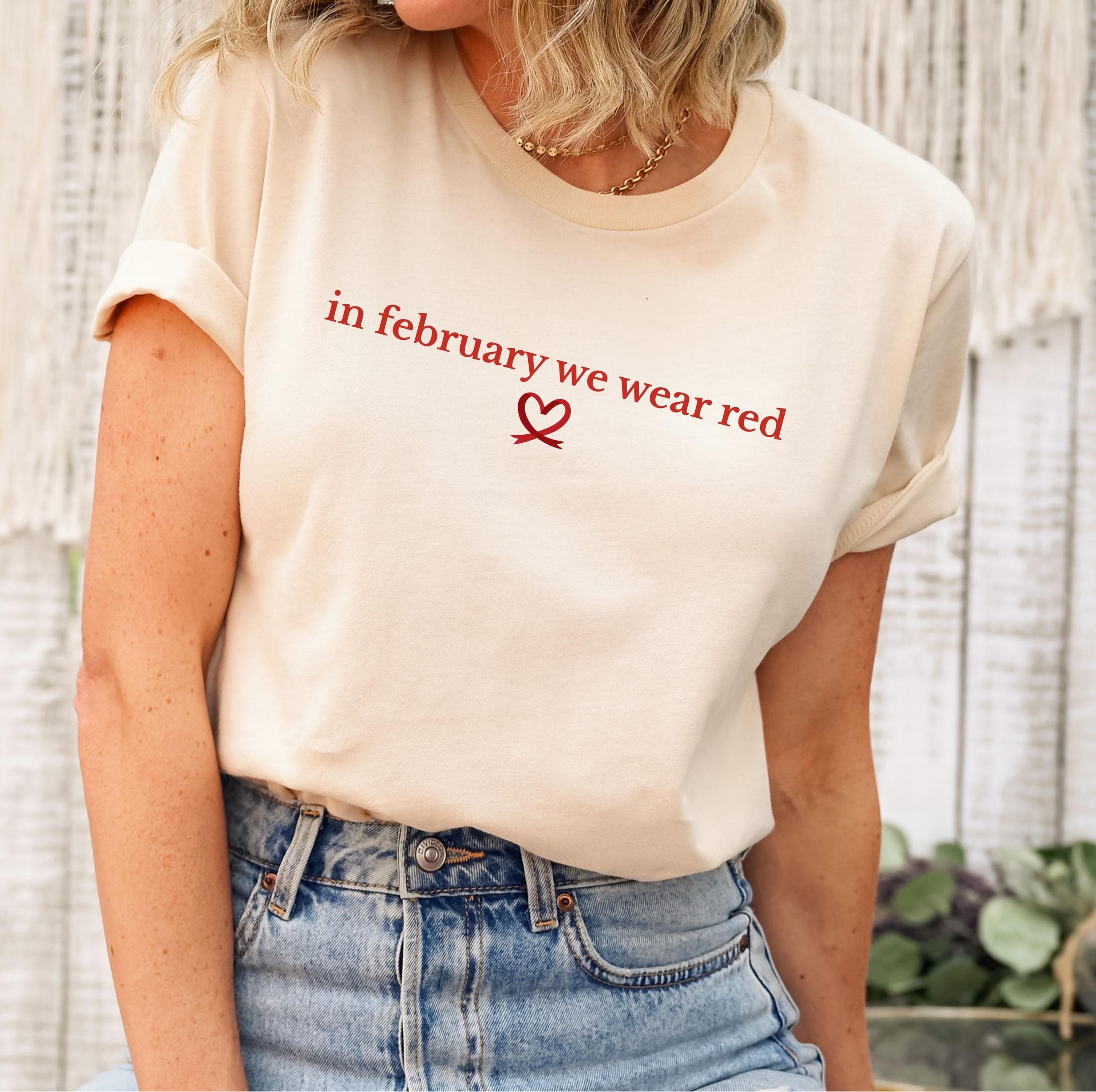 In February We Wear Red Png Svg | Heart Disease Awareness Design | Medical Awareness Art | Red Heart for Cricut & Silhouette